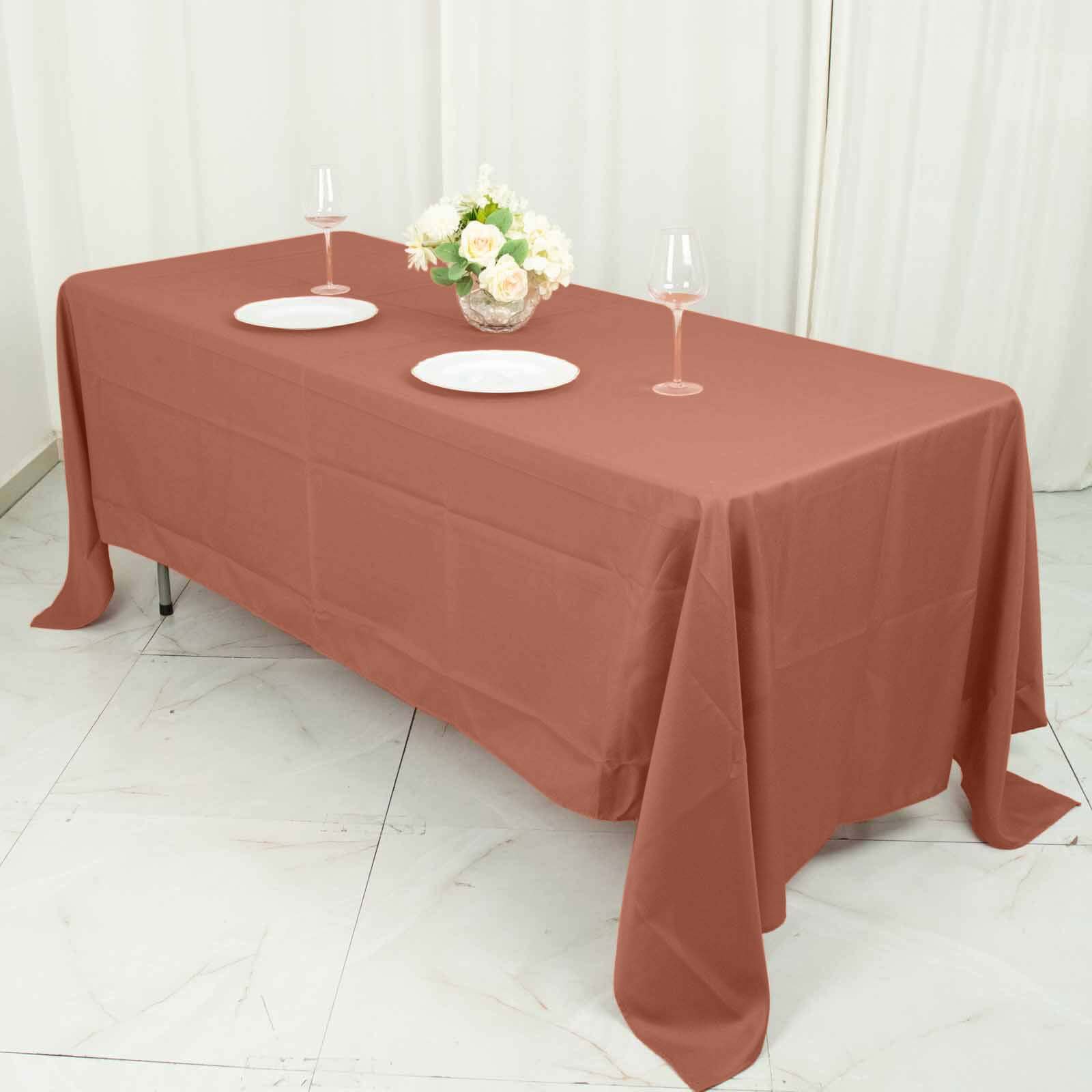 Polyester 72x120 Rectangle Tablecloth Terracotta (Rust) - Durable and Stylish Table Cover