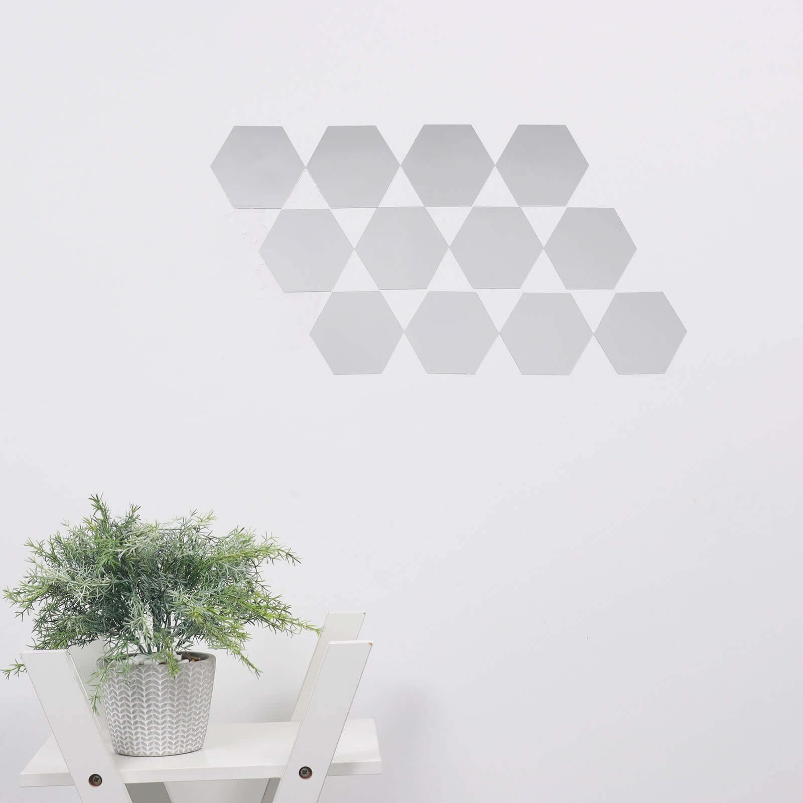 12 Pack Hexagon Acrylic Mirror Wall Stickers, 7 Removable Wall Decals For Home Decor