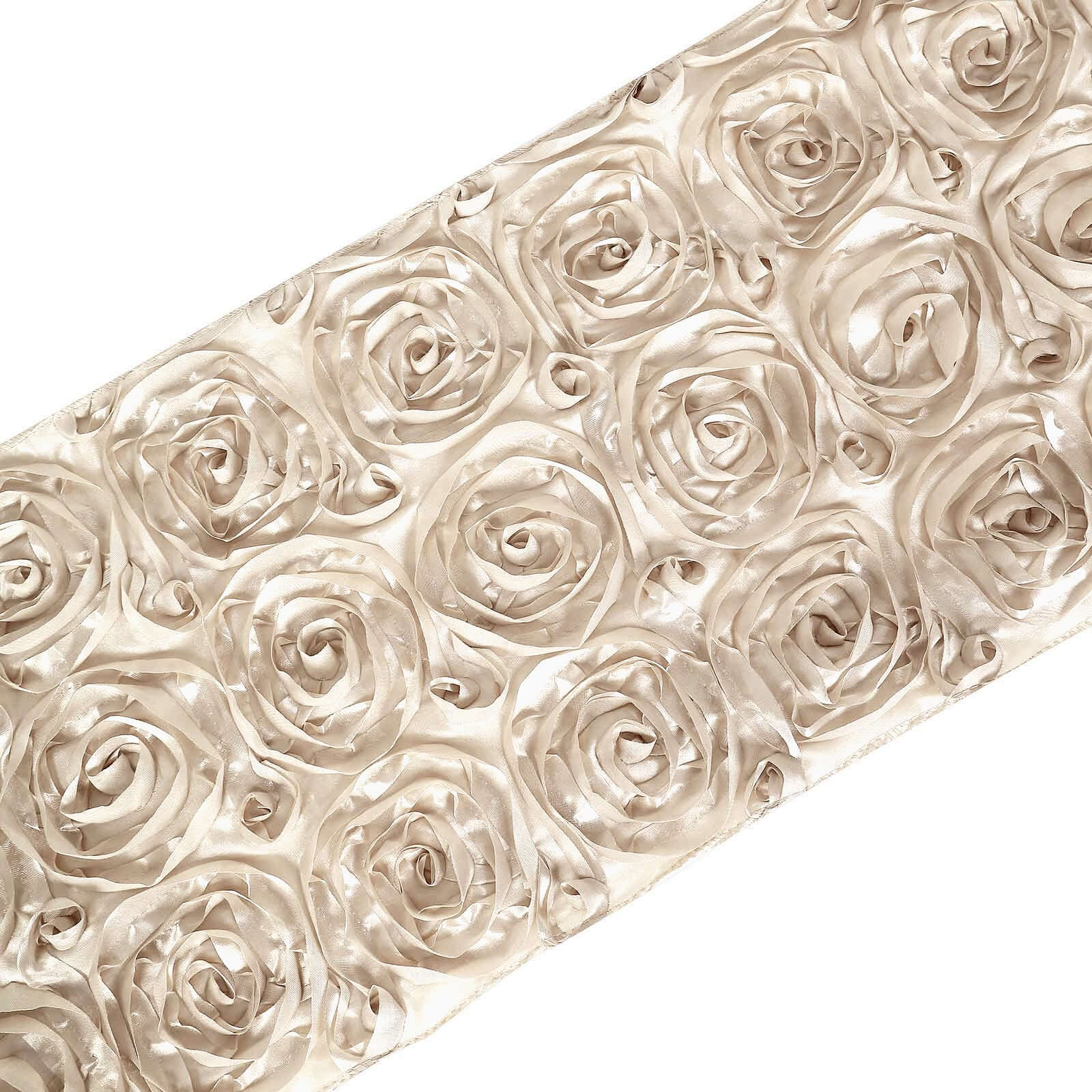 Rosette Satin 14x108 Table Runner Beige - Grandiose Design