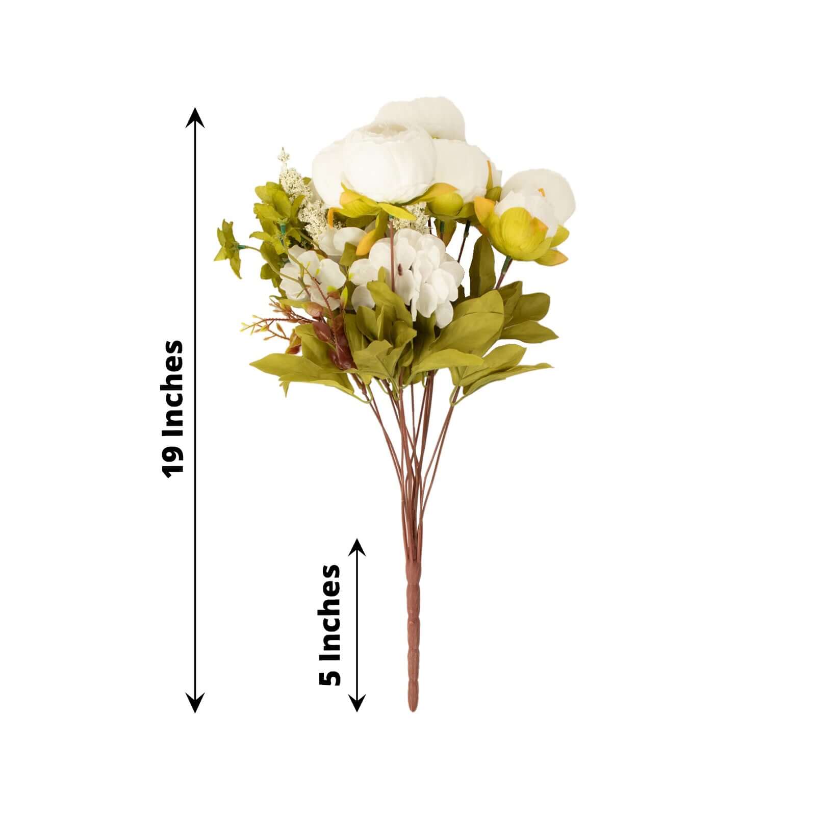 2 Pack 19 White Artificial Peony Flower Wedding Bouquets, Faux Silk Flower Arrangements