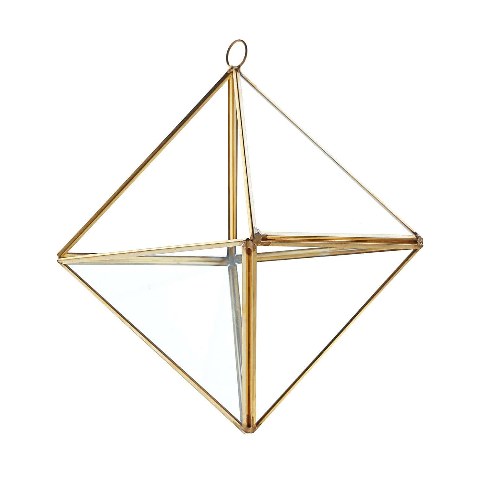 Glass Terrarium Hanging Diamond Prism Design Metal Gold - Geometric Holder for Air Plants & Displays 9