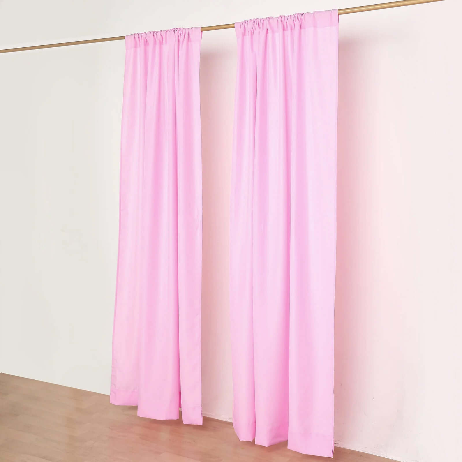 2 Pack Pink Polyester Event Curtain Drapes, 10ftx8ft Backdrop Event Panels With Rod Pockets 130 GSM