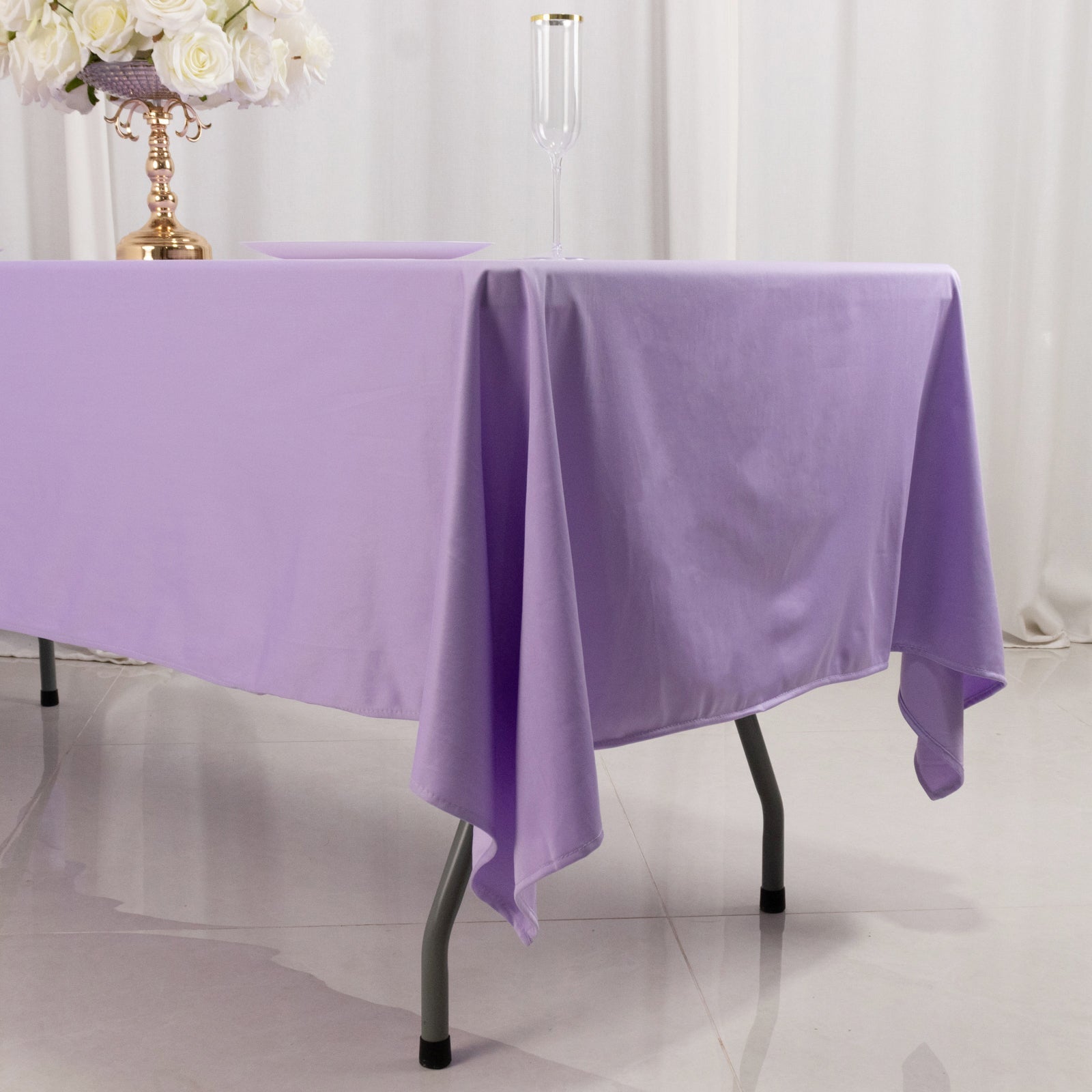 Premium Scuba Rectangular 60x102 Tablecloth Lavender Lilac - Wrinkle Free & Stain Resistant Table Cover