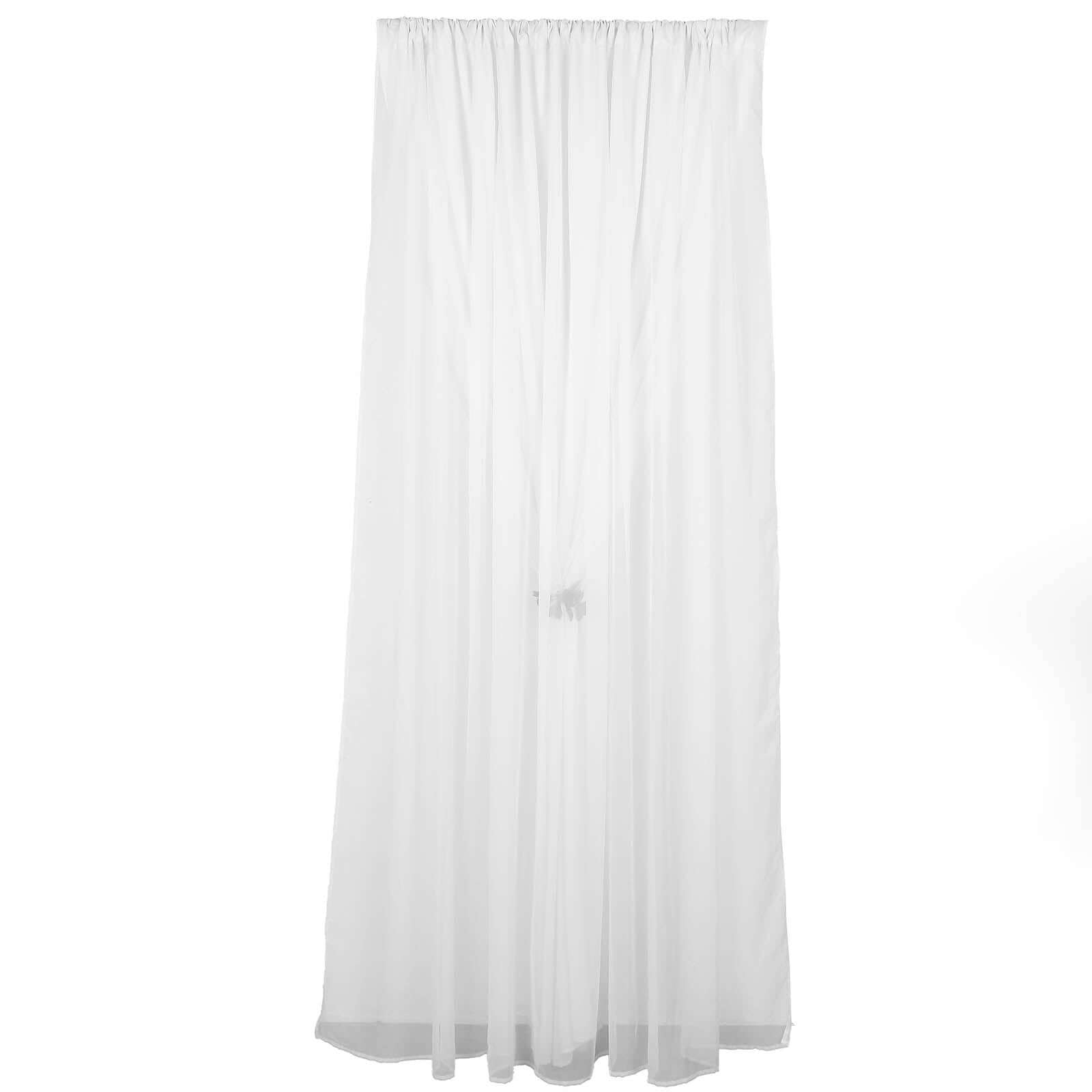 White Chiffon Polyester Event Curtain Drapes, Dual Layer Divider Backdrop Curtain Panels with Rod Pockets - 10ftx10ft