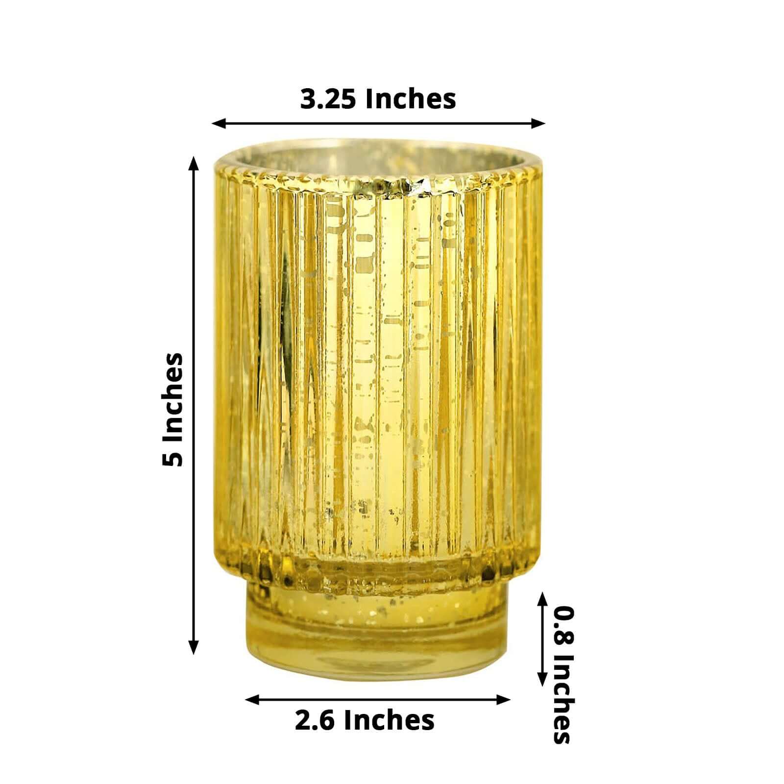 3-Pack Mercury Glass Hurricane Candle Holders Gold Wavy Column Design - Votive Pillar Vase 5