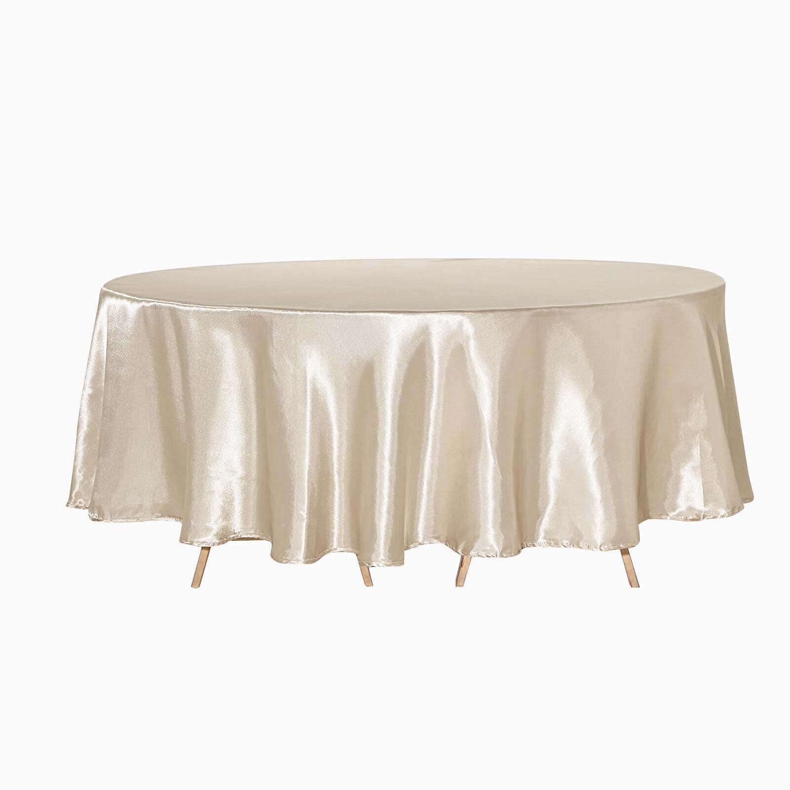 Satin 90 Round Tablecloth Beige - Smooth and Lustrous Table Cover