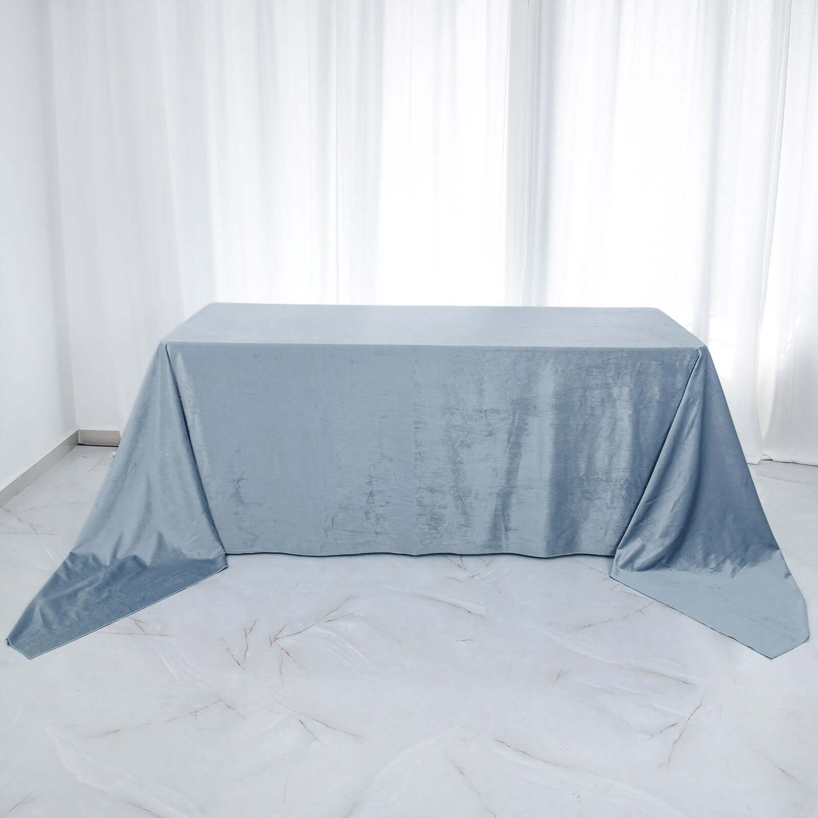 Premium Velvet 90x156 Rectangle Tablecloth Dusty Blue - Reusable Soft & Seamless Table Cover