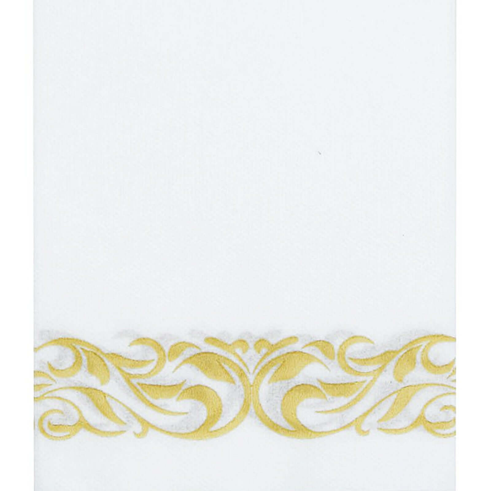 25 Pack Line-Like Paper 8x4 Napkins White with Metallic Gold Foil Scroll Design - Soft & Absotbent Airlaid Hand Towels for Exquisite Weddings & Events