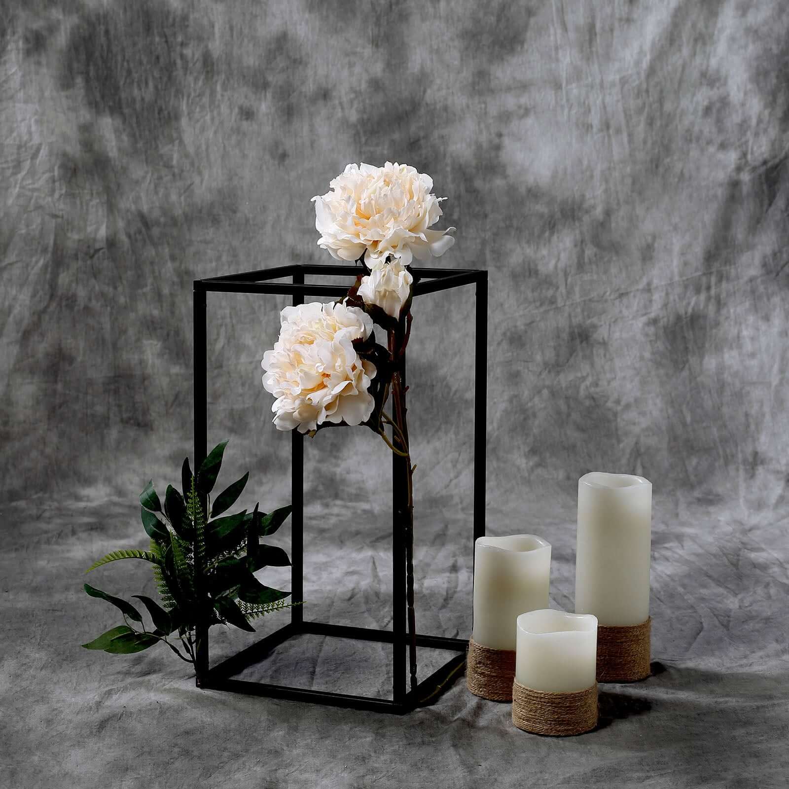 2-Pack Wedding Flower Stand Matte Black Metal Geometric Column Frame Rectangular - Versatile Floral Pedestal for Sophisticated Arrangements 16