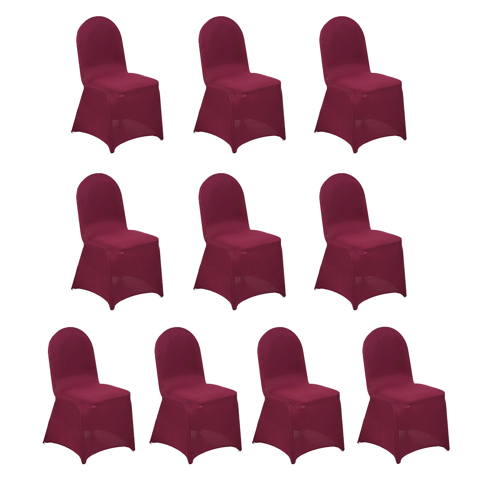 10 Pack Spandex Chair Covers for Banquet Chairs Burgundy - Durable Reusable Stretch Slip-On Covers