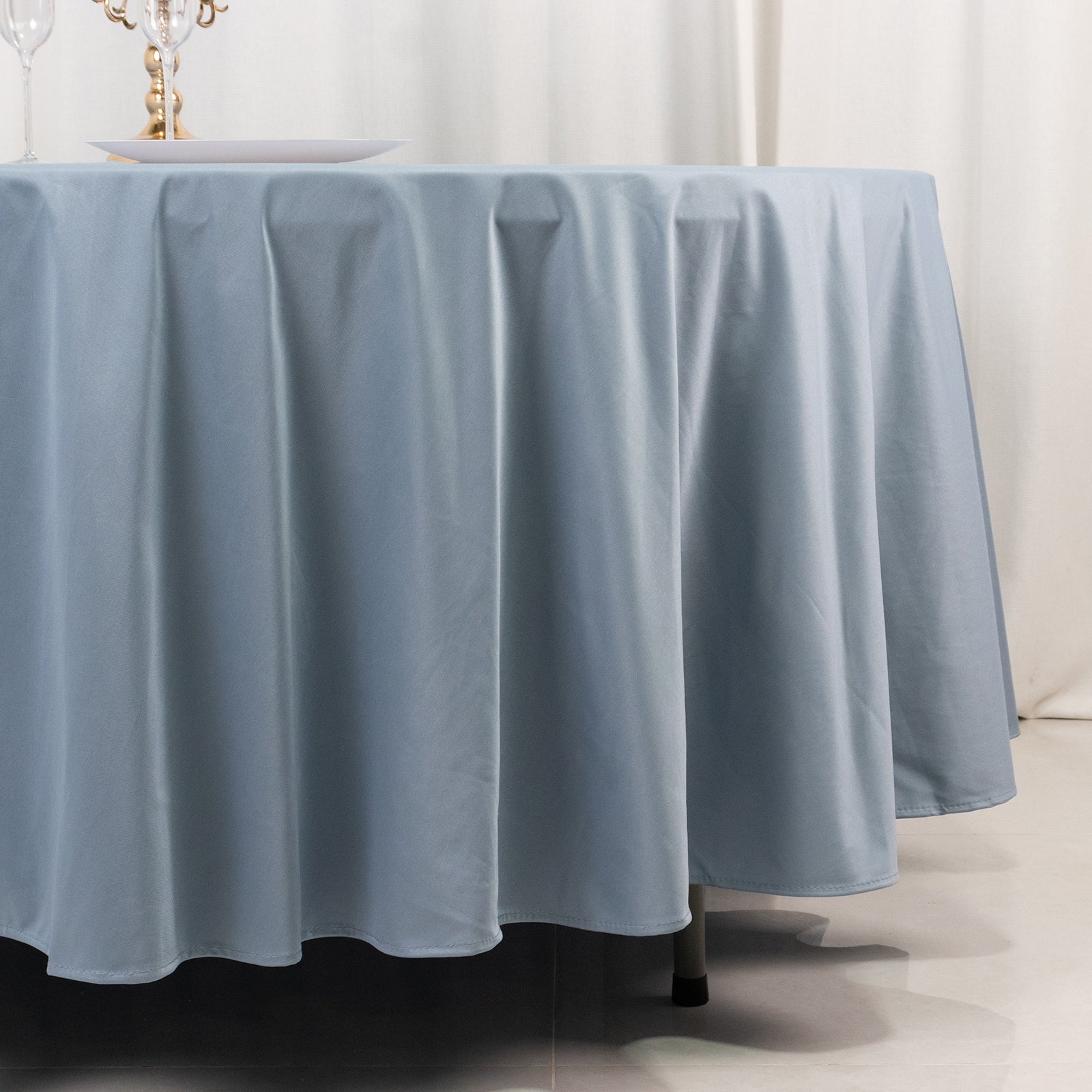 Premium Scuba Round 108 Tablecloth Dusty Blue - Wrinkle Free & Stain Resistant Table Cover