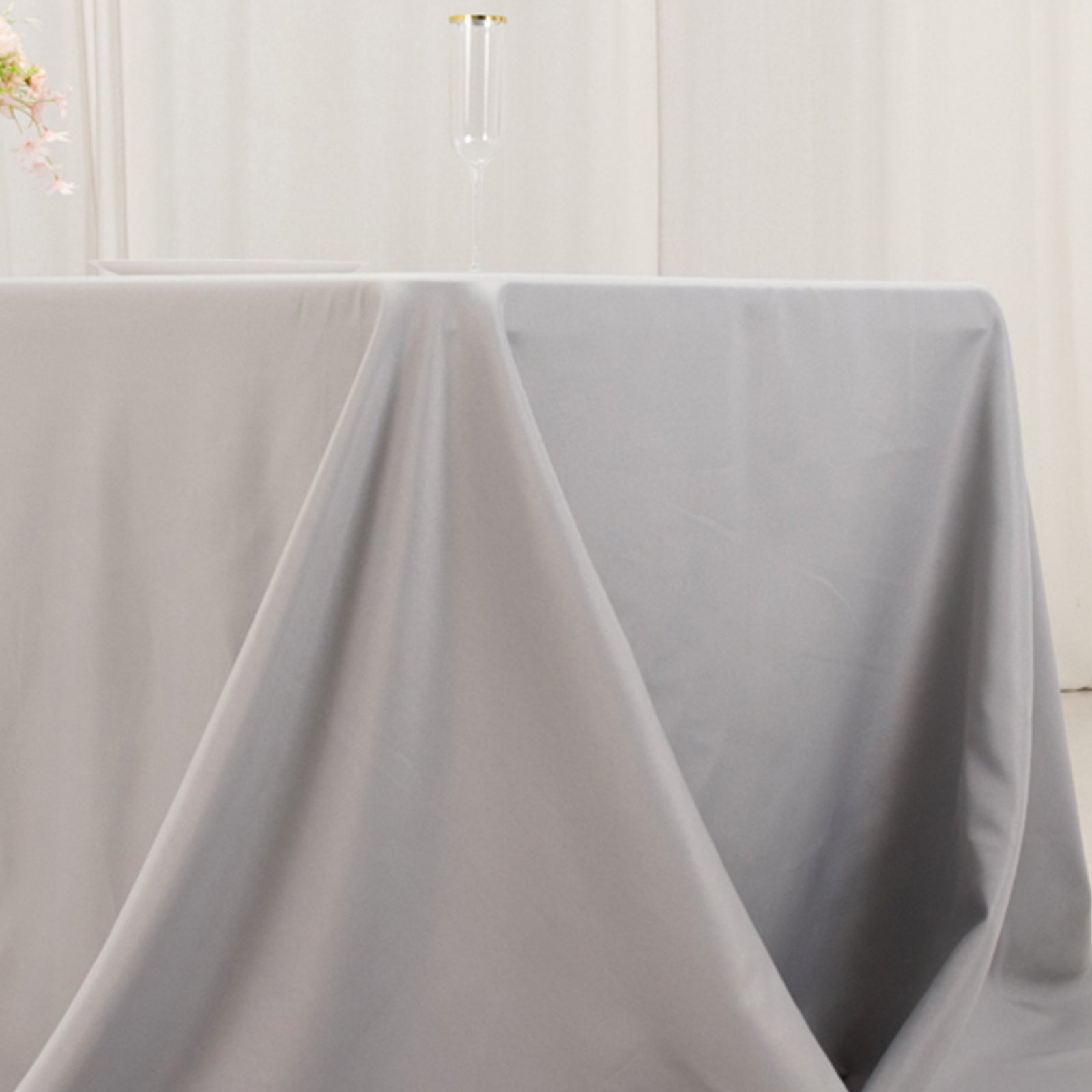 Premium Polyester 90x156 Rectangle Tablecloth Silver - Seamless 220GSM Stain-Resistant Table Cover