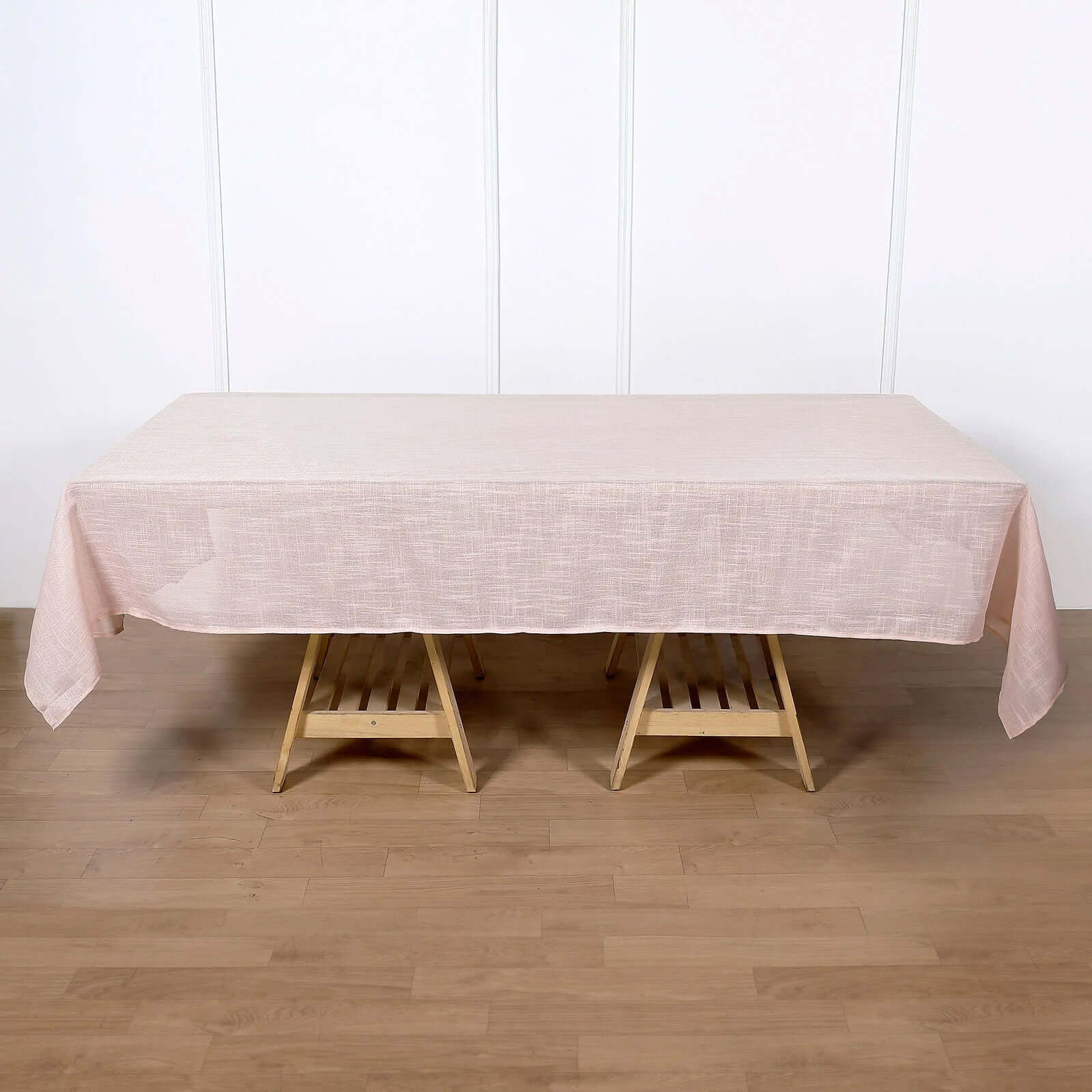 Faux Linen 60x102 Rectangular Tablecloth Blush - Slubby Textured & Wrinkle Resistant Table Cover