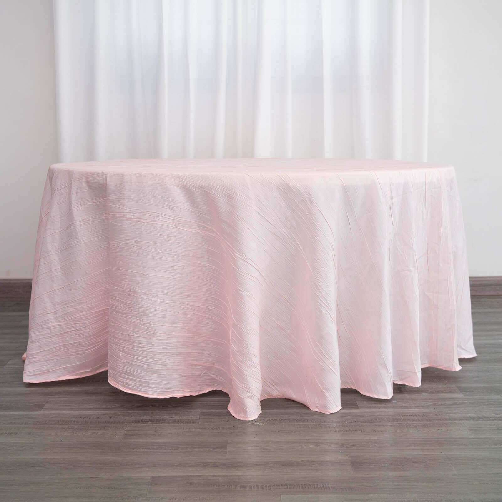 Taffeta 120 Round Tablecloth Blush - Seamless Accordion Crinkle Table Cover