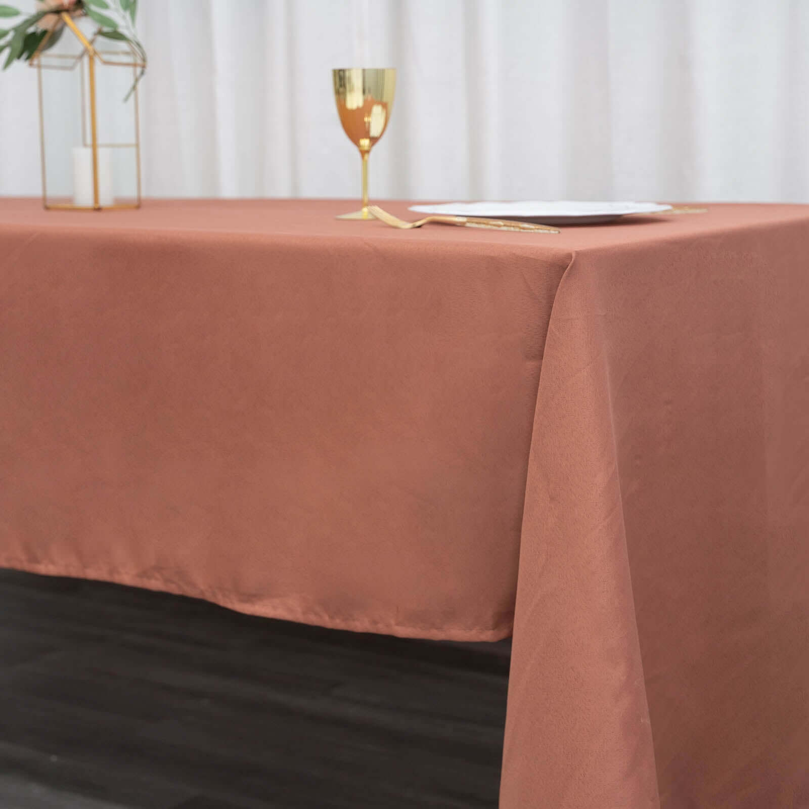 Polyester 60x126 Rectangle Tablecloth Terracotta (Rust) - Wrinkle-Resistant Table Cover