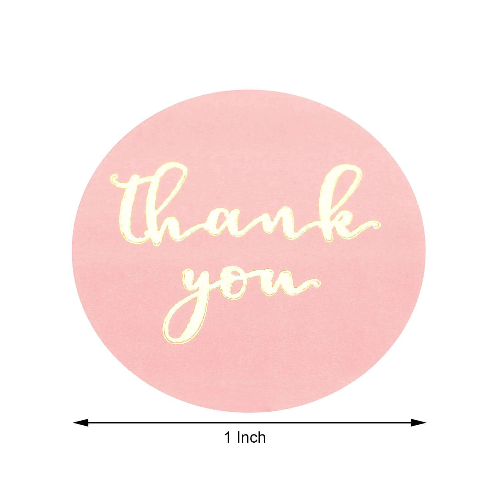 500Pcs 1 Thank You Gold Foil Text On Pink Stickers Roll Décor, Labels and Seals For DIY Envelope - Round