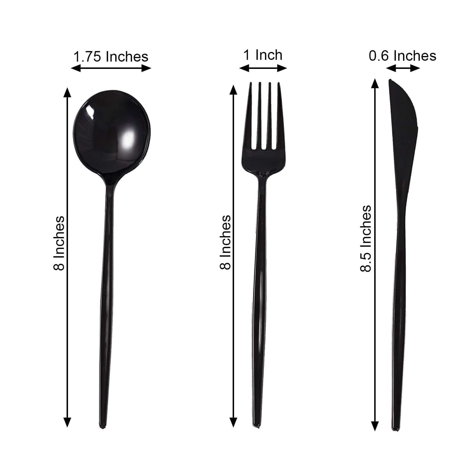 24-Pack Plastic Flatware Set with Sleek Modern Design Black - Premium Disposable Silverware 8