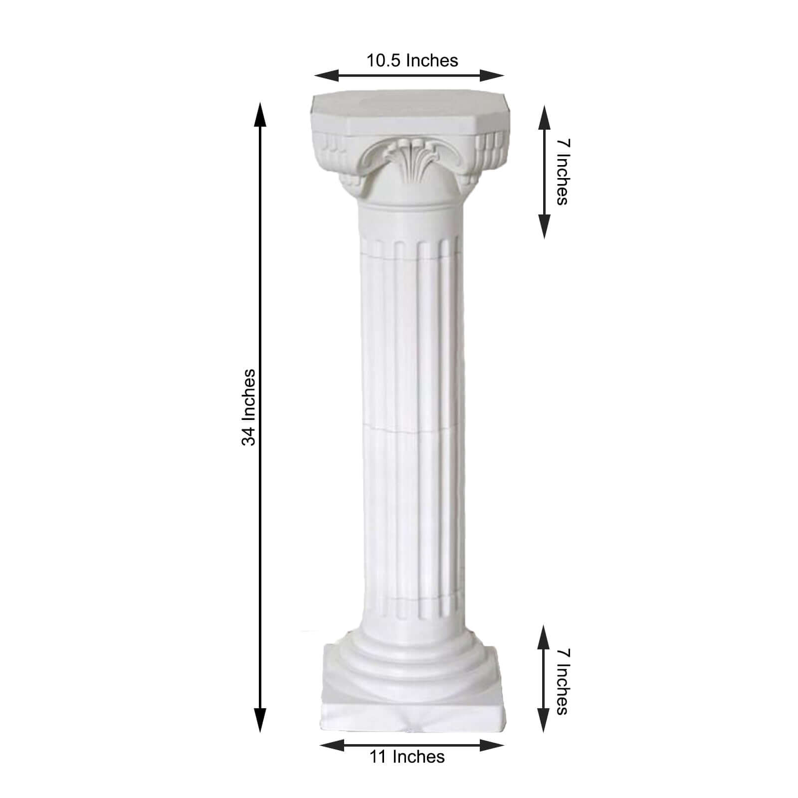 4 Pack 34 White Height Adjustable Empirical Roman Inspired Pedestal Column Plant Stand - PVC