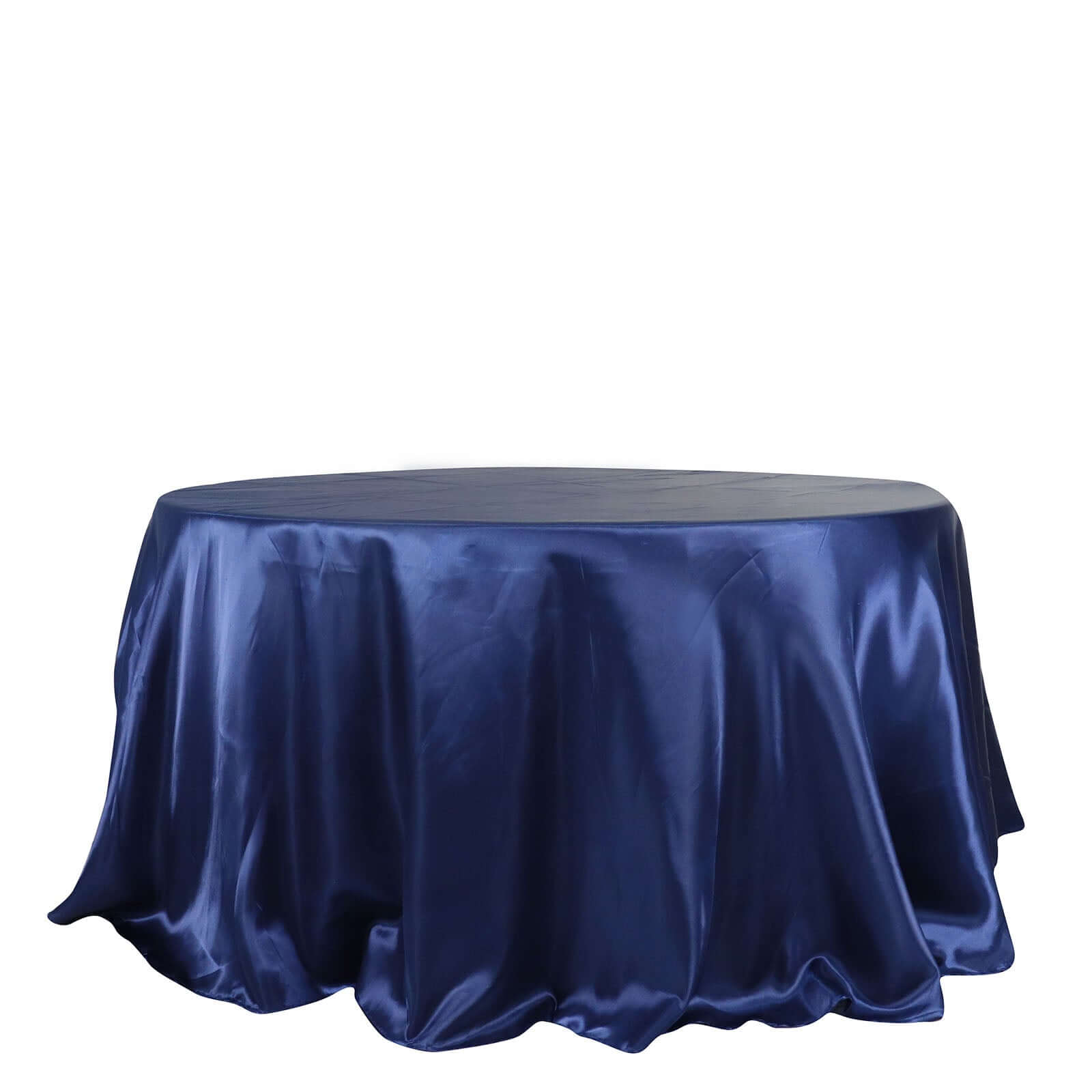 Satin 132 Round Tablecloth Navy Blue - Stylish Seamless Table Cover