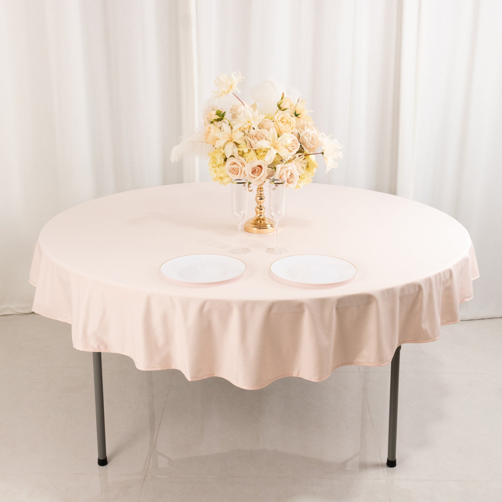 Premium Scuba Round 70 Tablecloth Blush - Wrinkle Free & Stain Resistant Table Cover