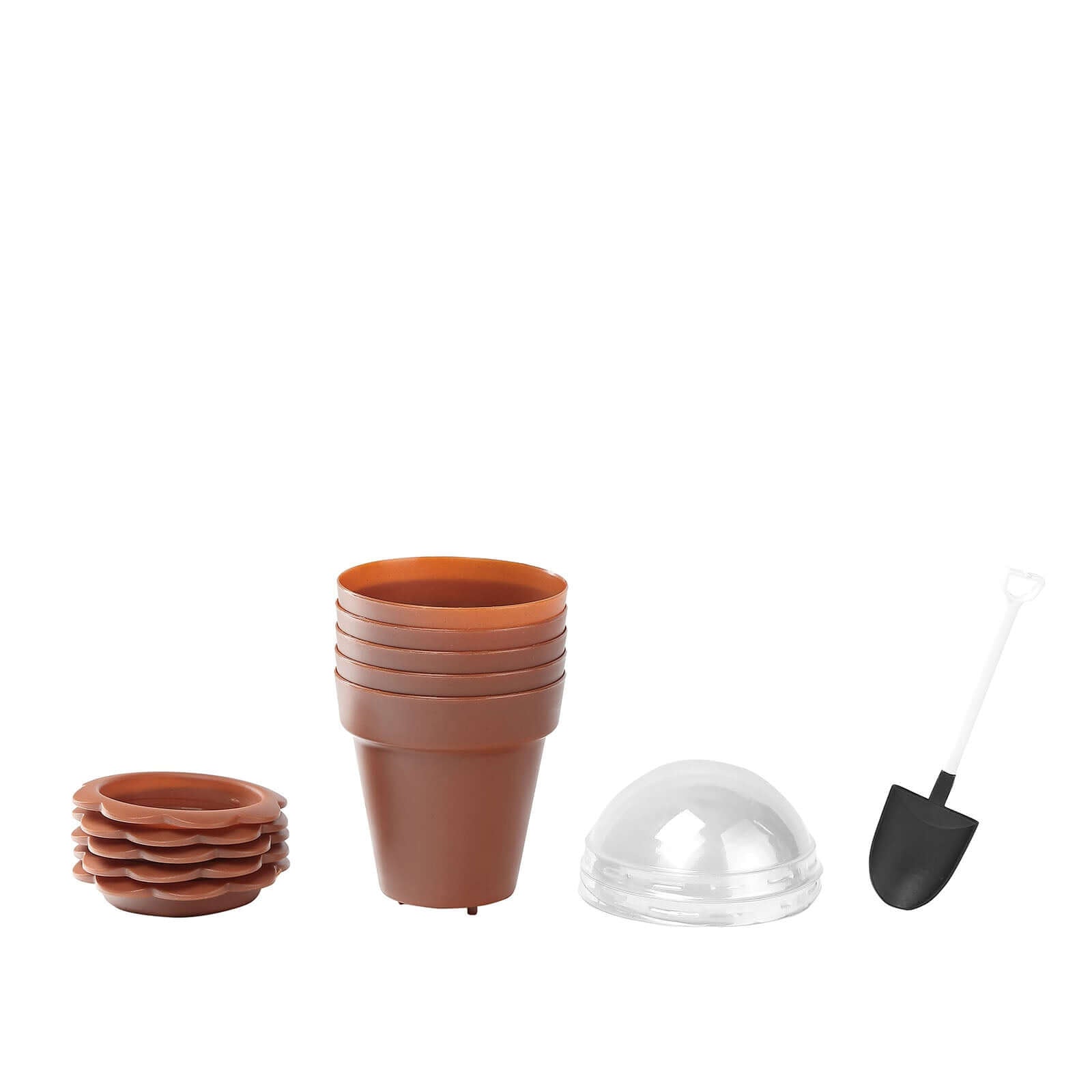 12-Pack Dessert Cups Succulent Planter Design Terracotta (Rust) - Plastic Serving Cups with Lids and Shovels 4