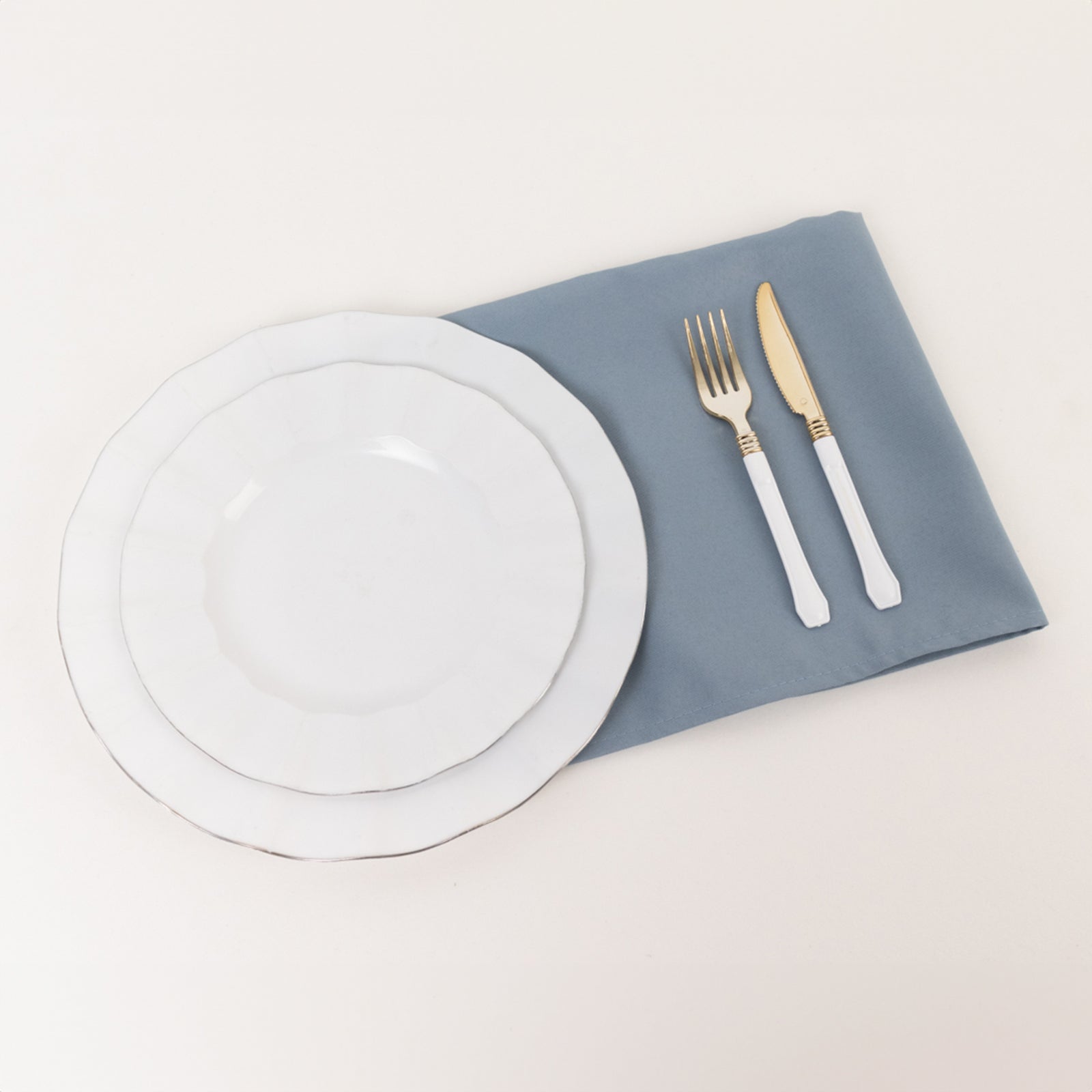 5 Pack Premium Polyester 20x20 Napkins Dusty Blue - Wrinkle-Resistant & Durable Dinner Napkins