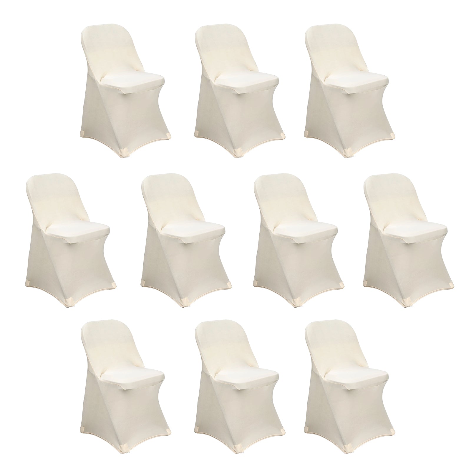 10 Pack Stretch Spandex Chair Covers Beige for Folding Chairs - Durable 160GSM Fitted Slipcovers