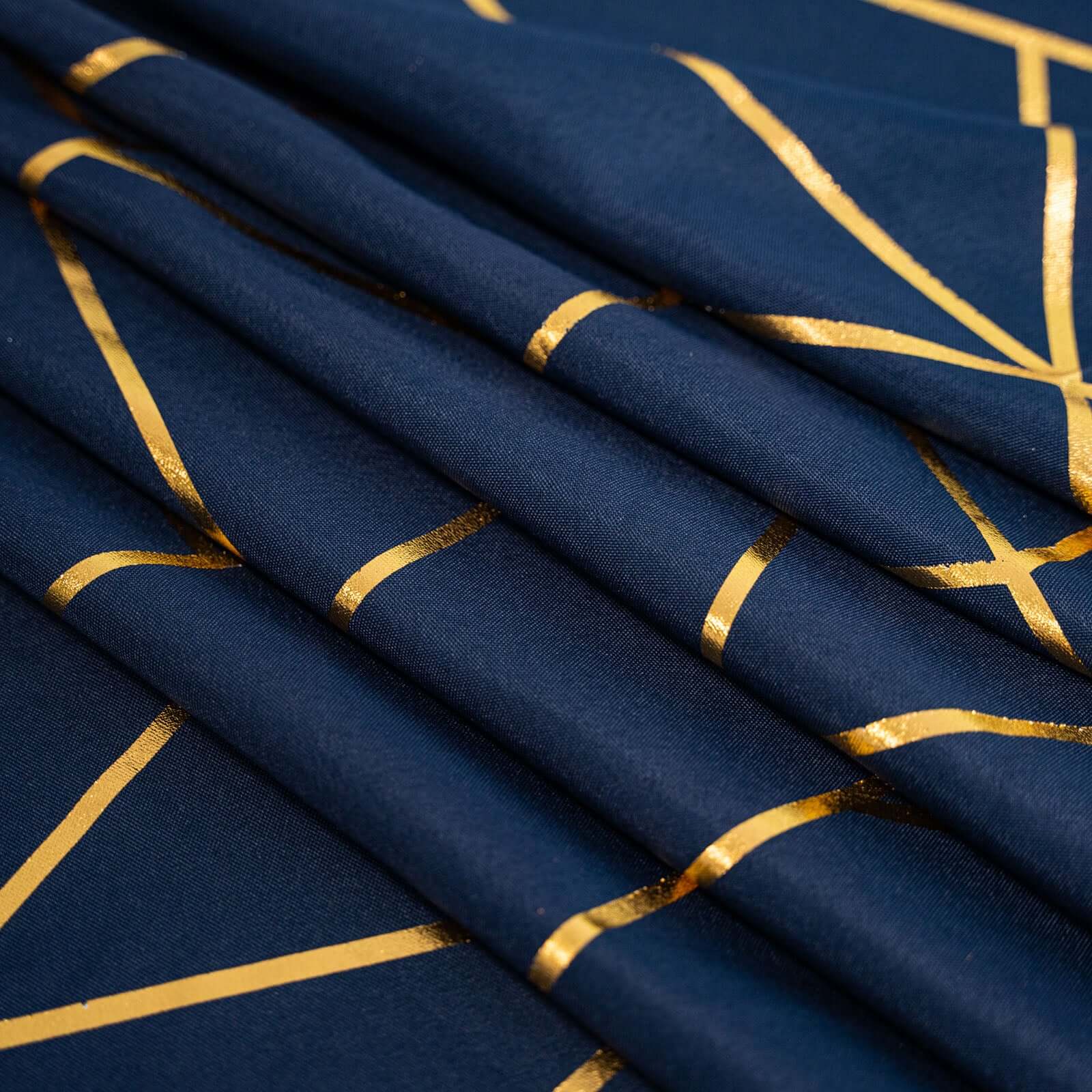 Polyester 54x54 Table Overlay Square Tablecloth Navy with Gold Foil Geometric Pattern - Wrinkle-Resistant & Durable Table Topper