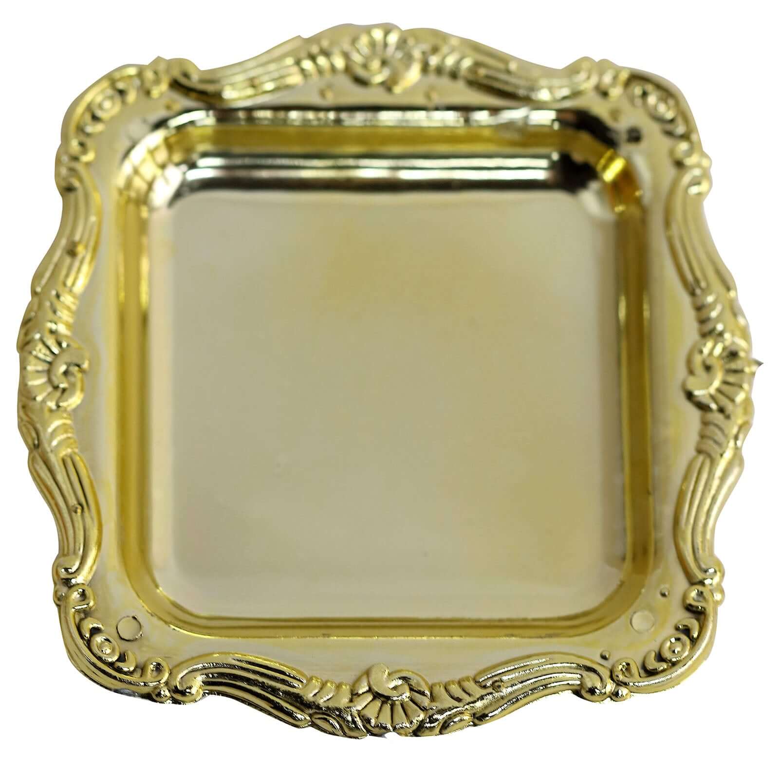 12 Pack 3 Gold Baroque Mini Square Sweet Treats Serving Platter, Party Favor Candy Display Tray