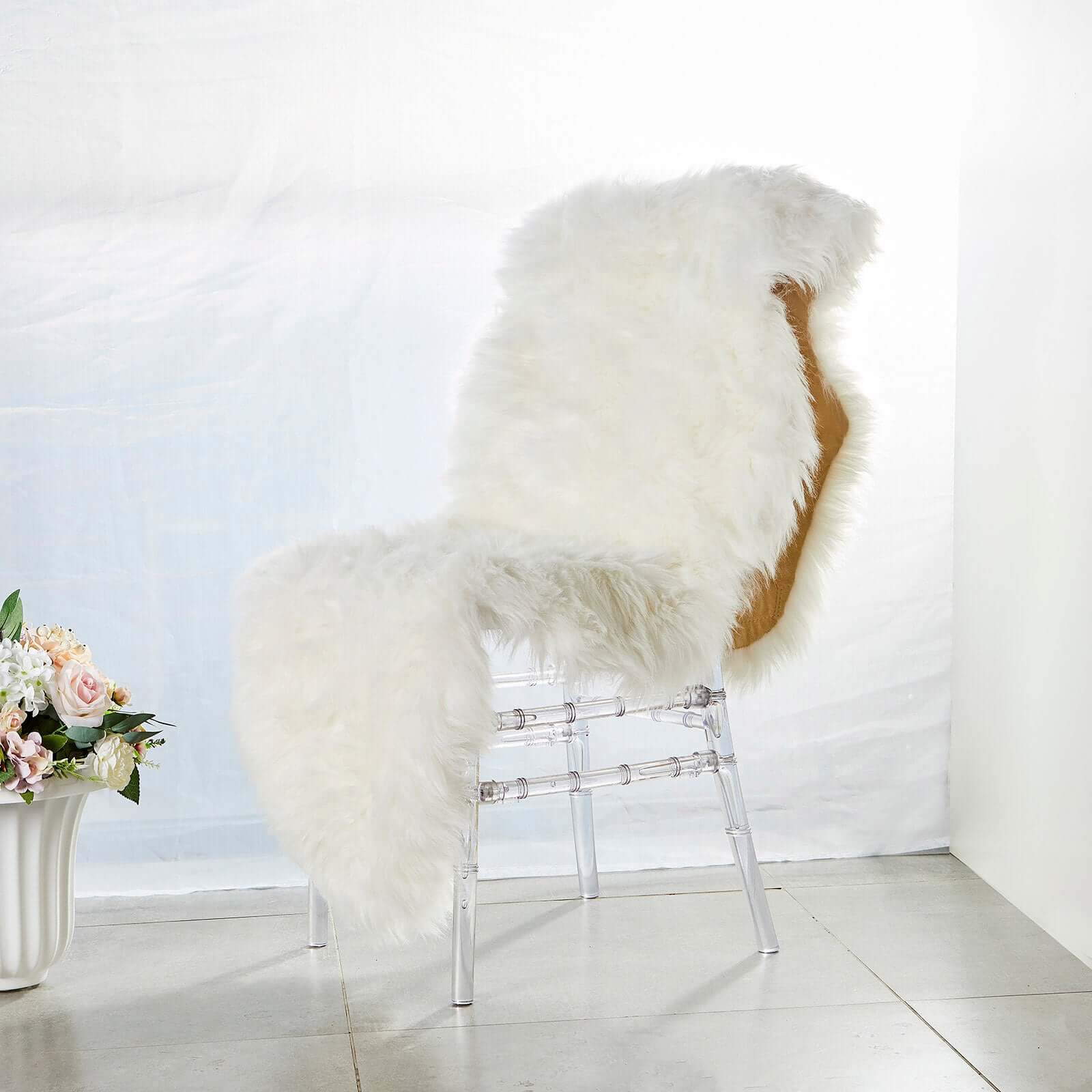 6ftx2ft White Fluffy Area Rug Shag Carpet, Ultra Soft Faux Sheepskin Rug Runner