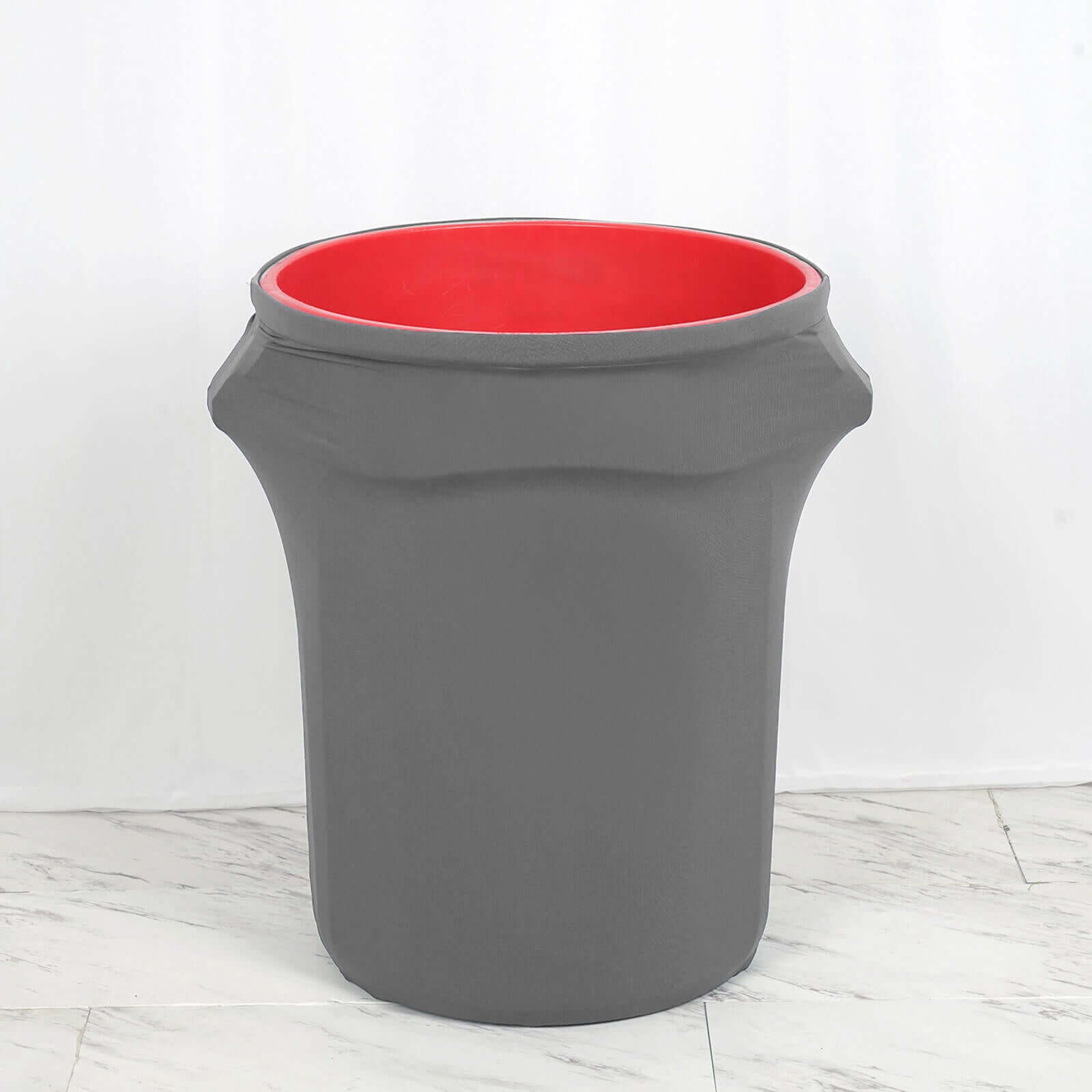 41-50 Gallons Charcoal Gray Stretch Spandex Round Trash Bin Container Cover