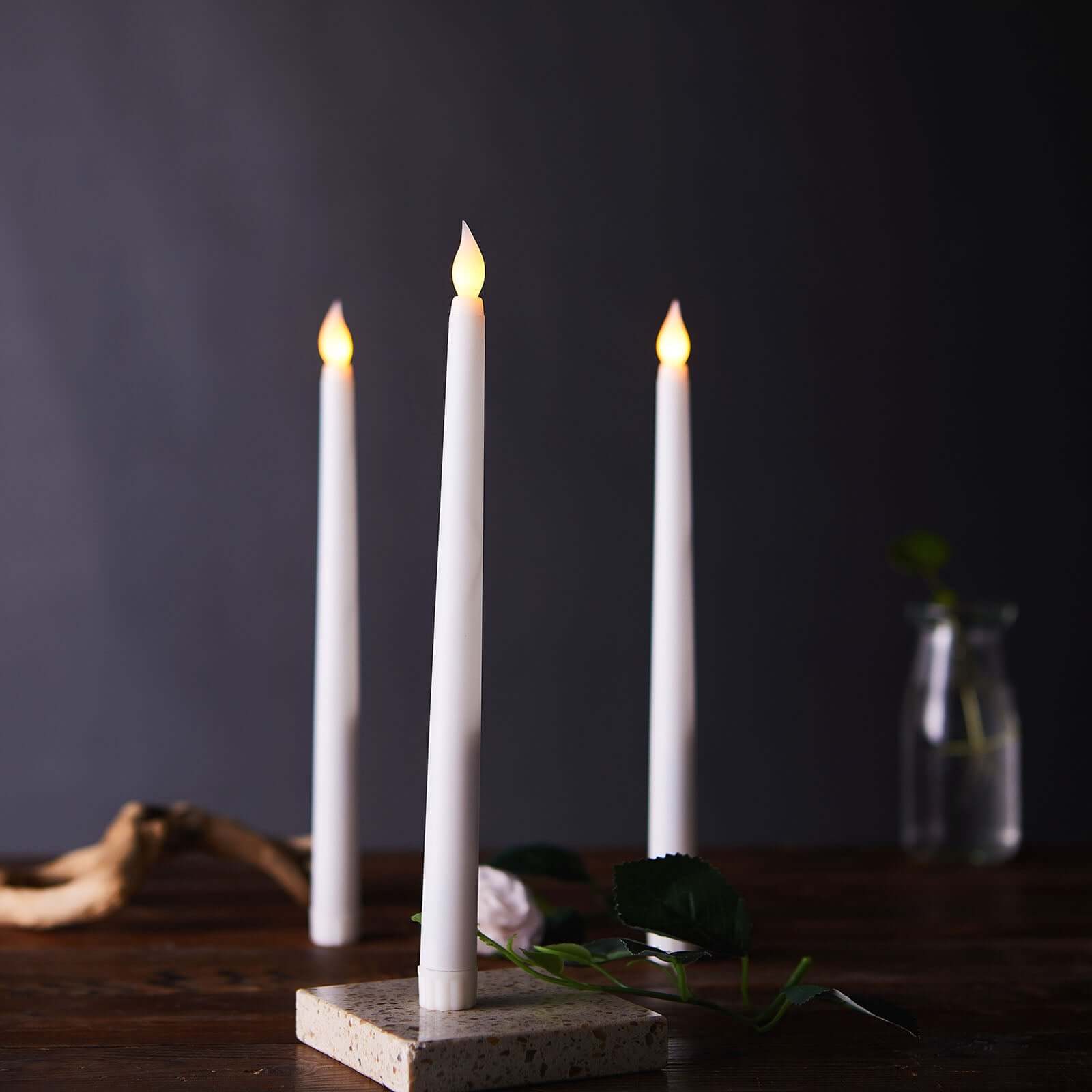 3-Pack LED Decorative Lighting Warm Flickering White - Flameless Taper Candles 11