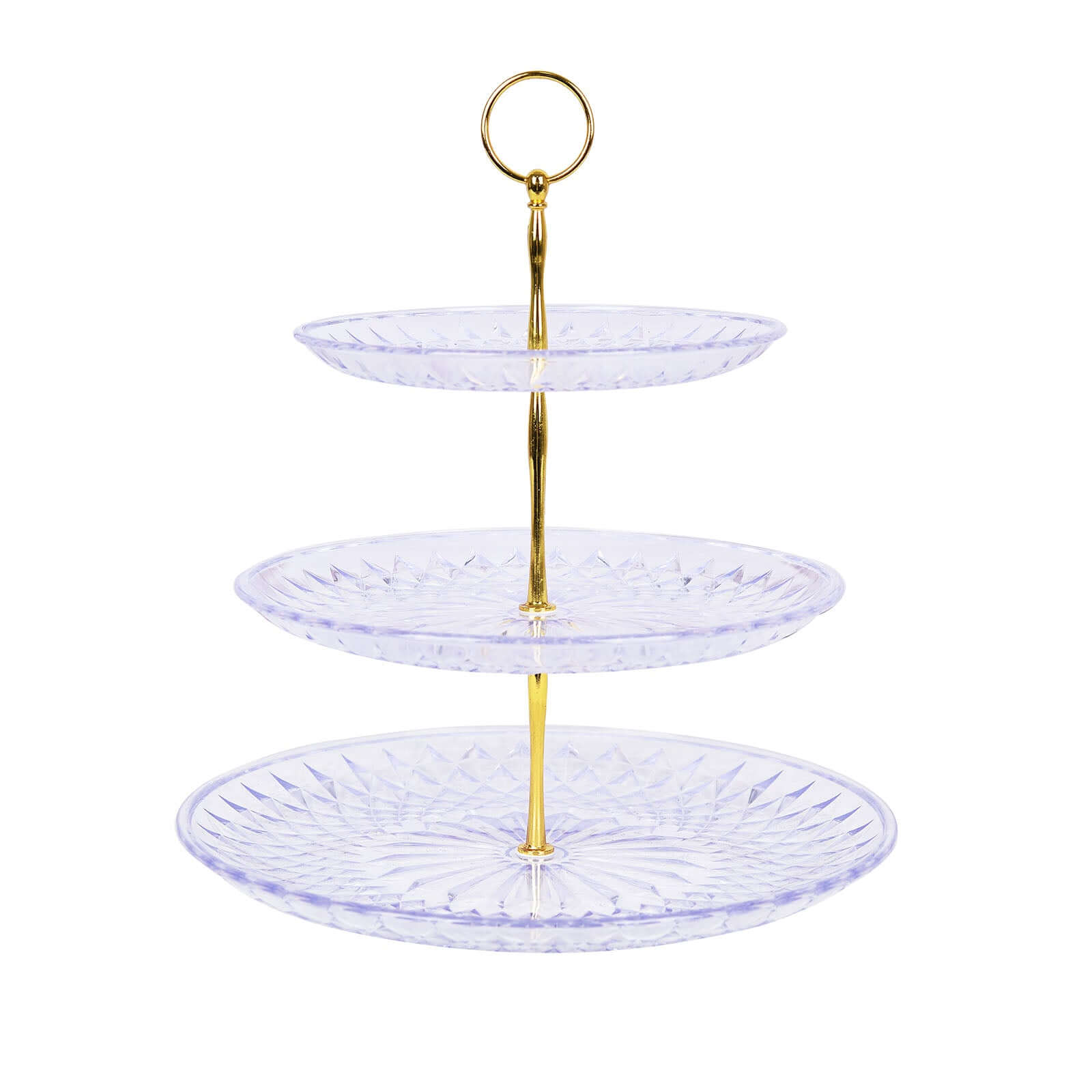 3-Tier Acrylic Cupcake Stand Clear - Sturdy Dessert Serving Tray Platter with Gold Top Handles for Classy Special Occasions & Dessert Buffets 12