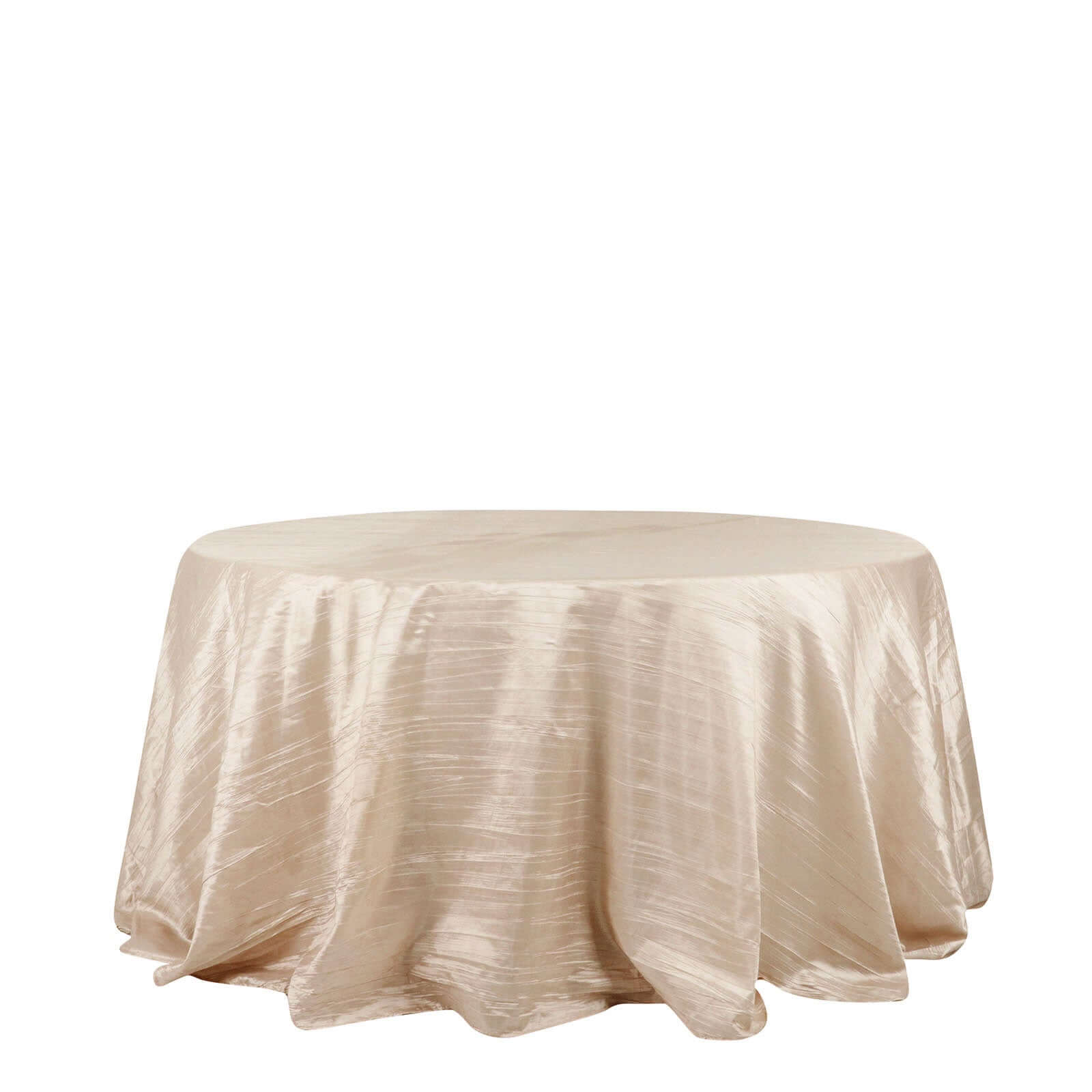 Taffeta 132 Round Tablecloth Beige - Seamless Accordion Crinkle Table Cover