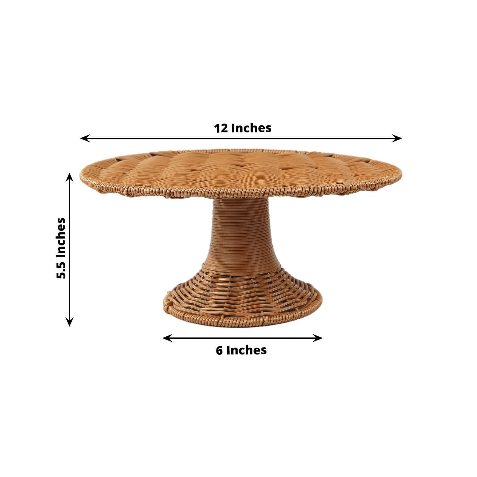 Plastic Round Rattan Wicker Pedestal Cake Stand Natural - Reusable Rustic Cupcake Holder Dessert Table Display Centerpiece for Home Parties & Events 12