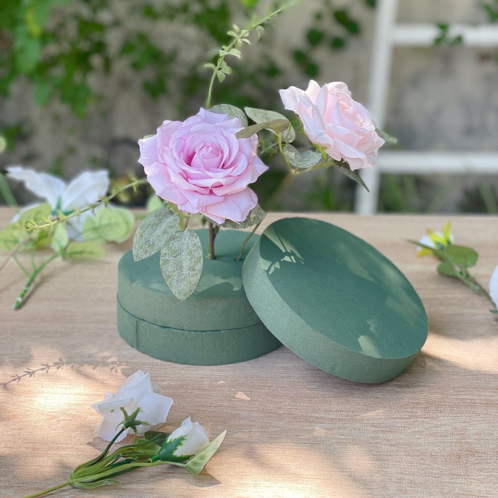 6 Pack Green Large Floral Foam Blocks for Artificial Flowers, 6 Round Wet Styrofoam Bricks Artificial Flower Arrangement Craft Supplies