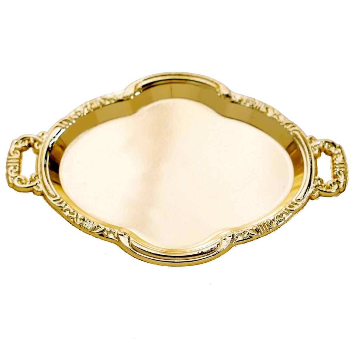 12-Pack Display Trays Party Favor Baroque Oval Design Gold - Mini Serving Platters for Sweets and Desserts 4.5