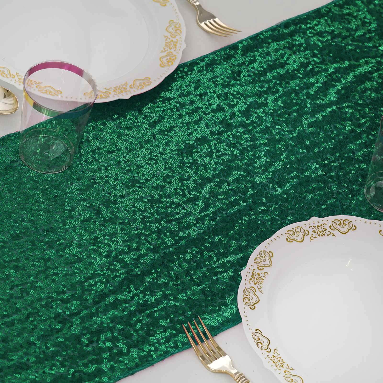 Sequin 12x108 Table Runner Hunter Emerald Green - Glittering Design