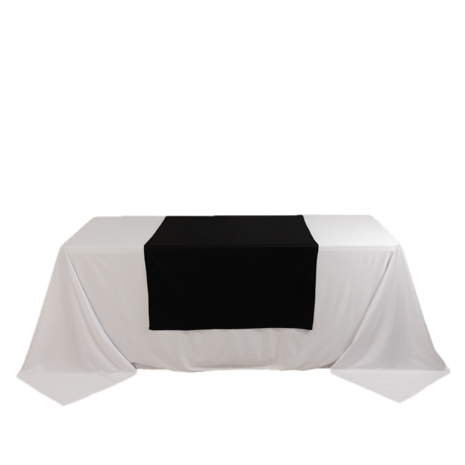 Premium Scuba Polyester 36x72 Wide Table Runner Black - Wrinkle-Free Trade Show Table Linen