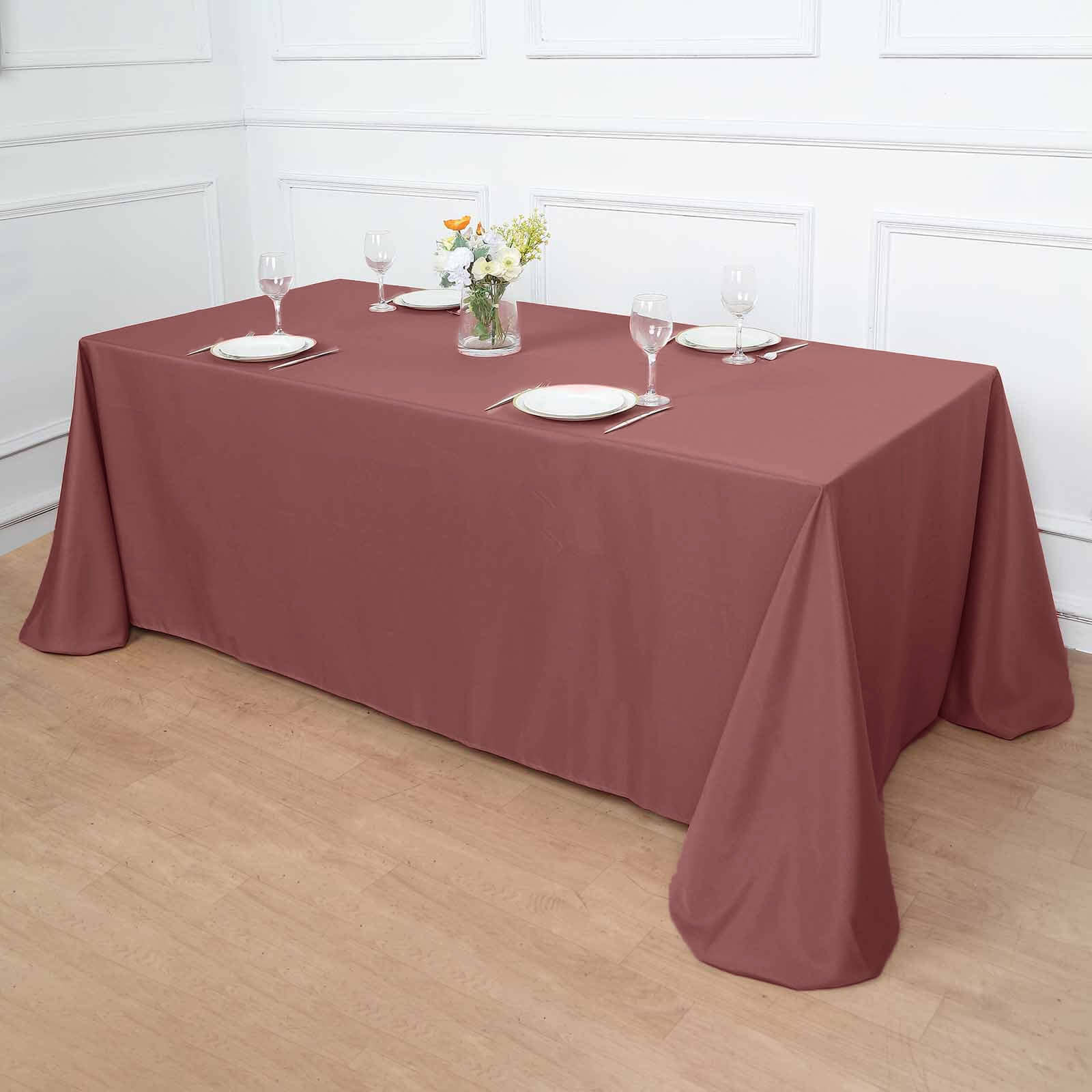 Polyester 90x156 Rectangle Tablecloth Cinnamon Rose - Seamless Wrinkle-Resistant Table Cover