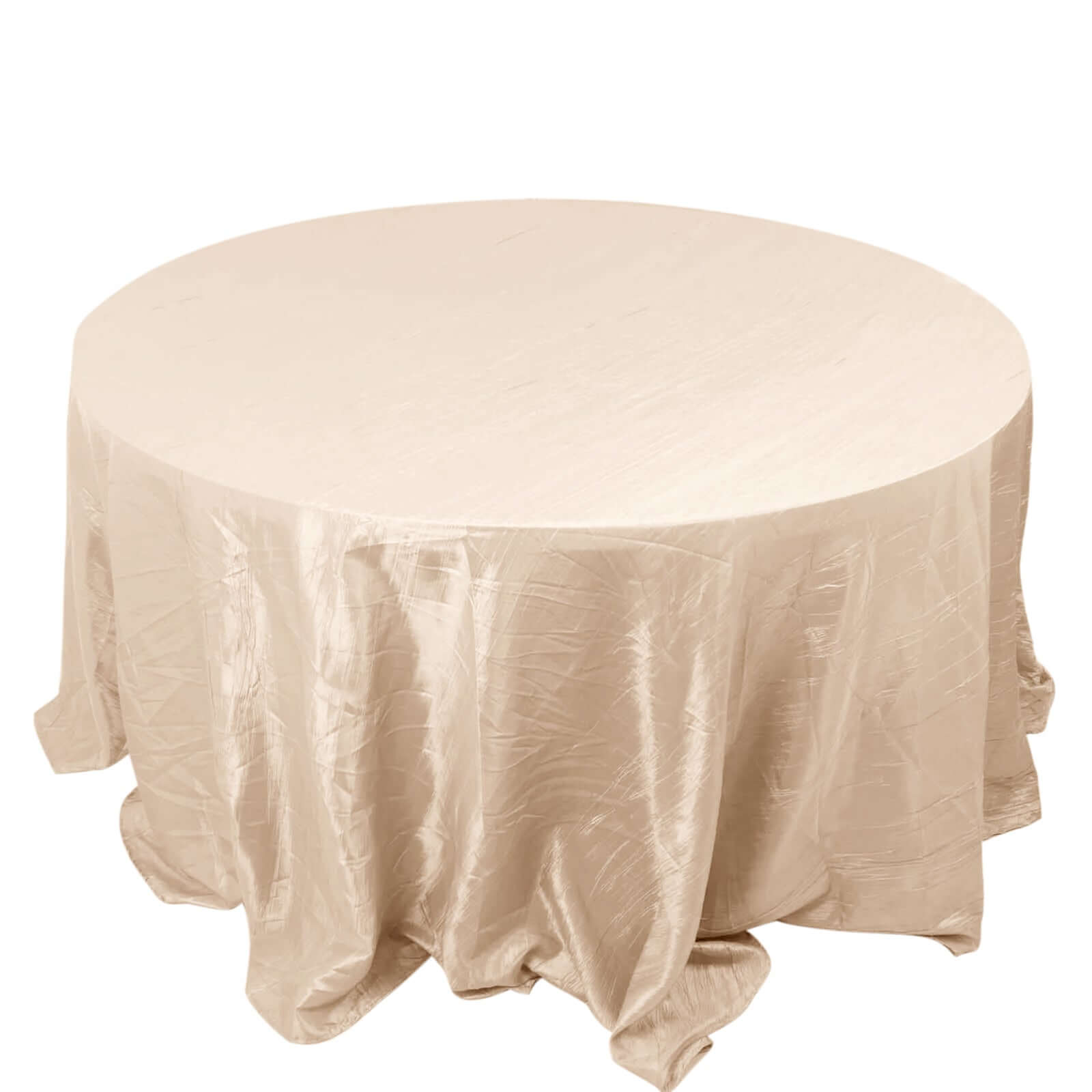 Taffeta 132 Round Tablecloth Beige - Seamless Accordion Crinkle Table Cover