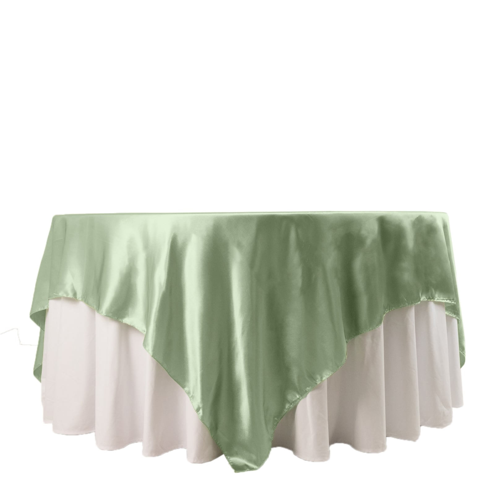 Satin 90x90 Table Overlay Square Tablecloth Sage Green - Smooth Finish Table Topper