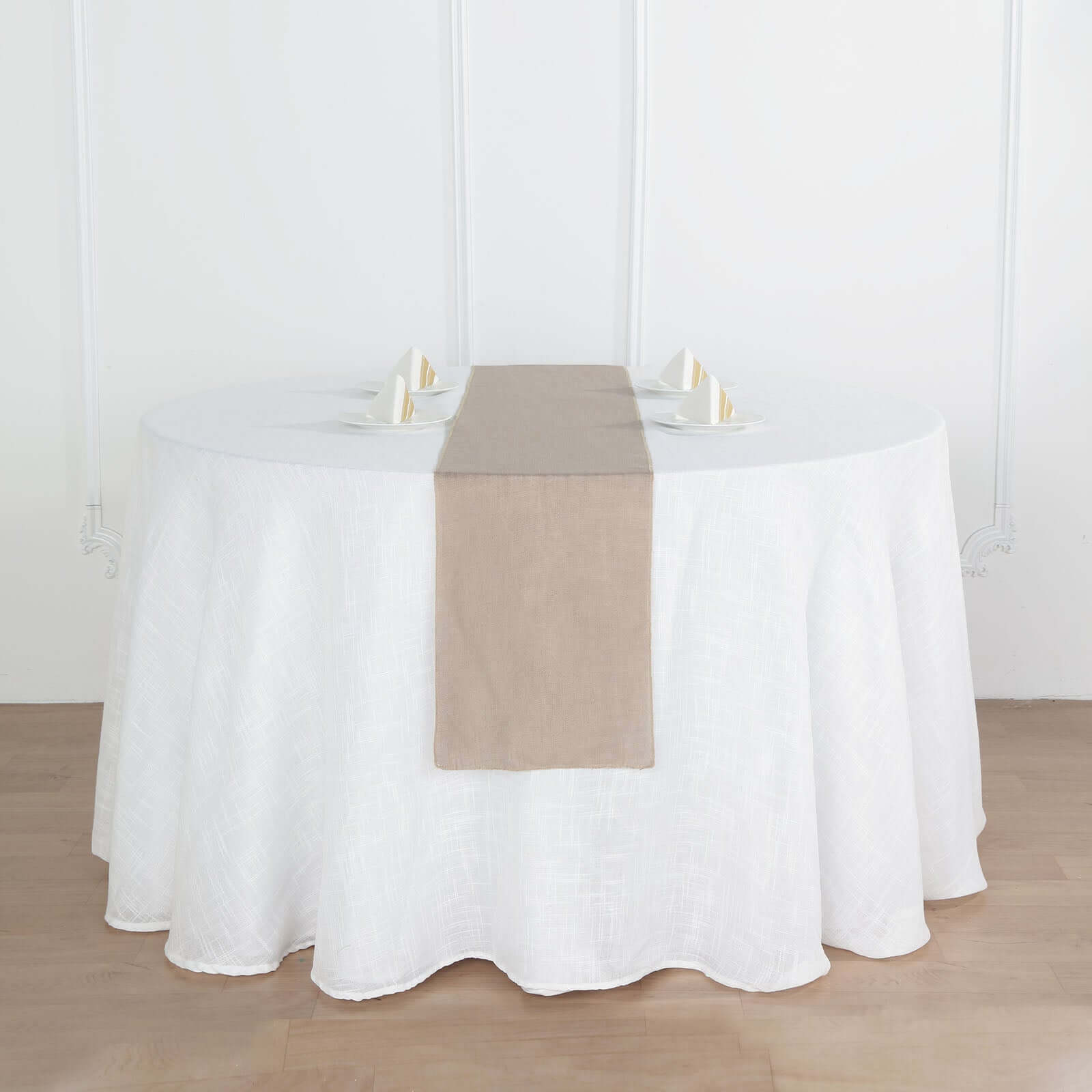 Faux Linen 12x108 Table Runner Taupe - Slubby Textured & Wrinkle Resistant Table Decor