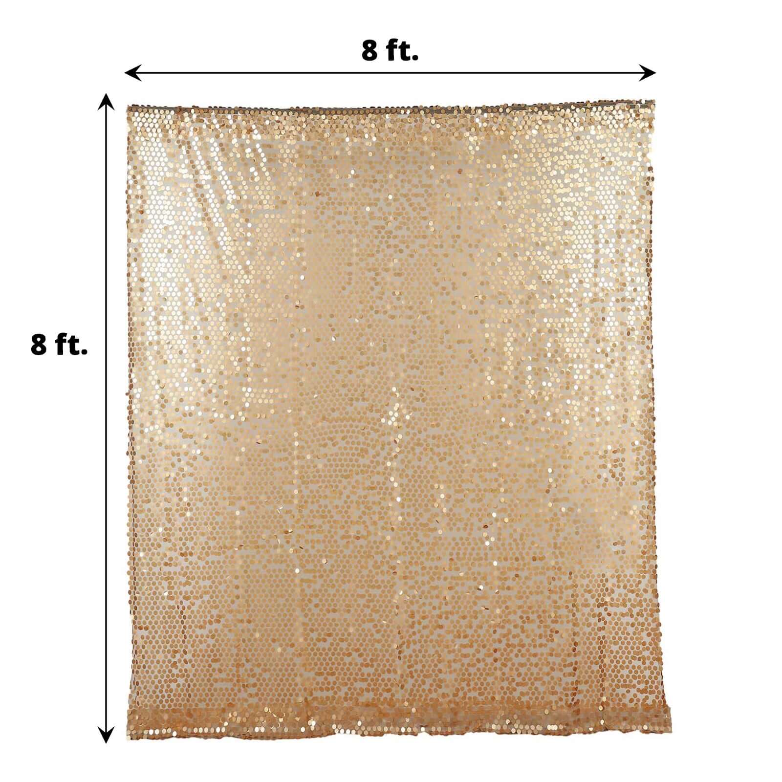 8ftx8ft Matte Champagne Big Payette Sequin Event Curtain Drapes, Backdrop Event Panel