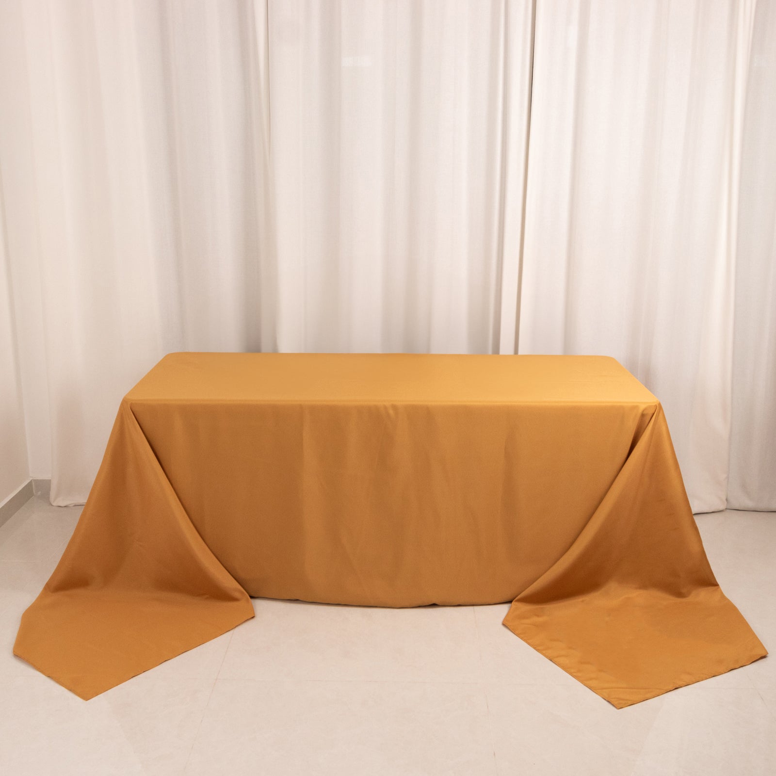 Premium Polyester 90x156 Rectangle Tablecloth Gold - Seamless 220GSM Stain-Resistant Design for Classy Events