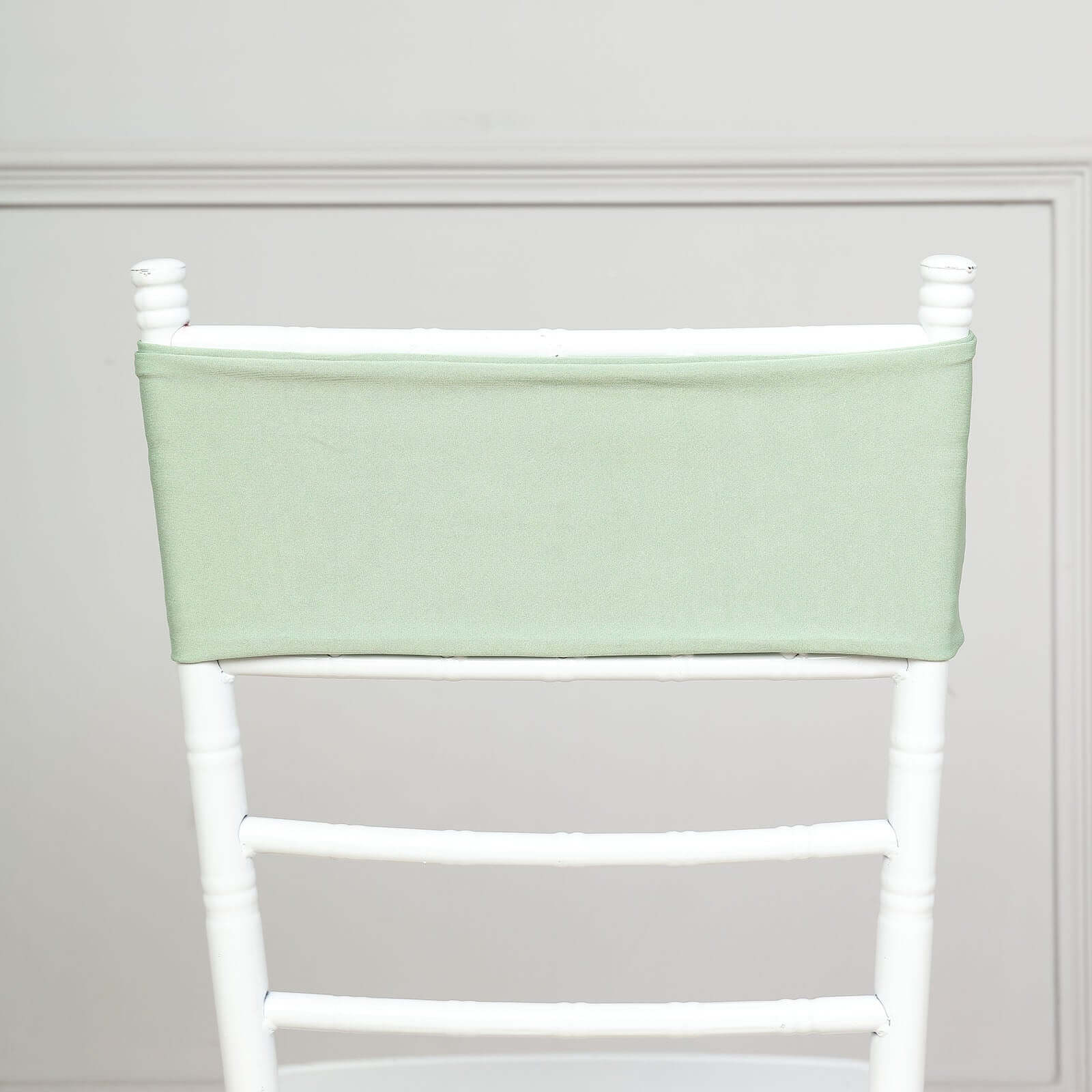 5 Pack Stretch Spandex Chair Sashes Sage Green - Fitted Finish Two Ply Heavy Duty Chair Bands 5x12