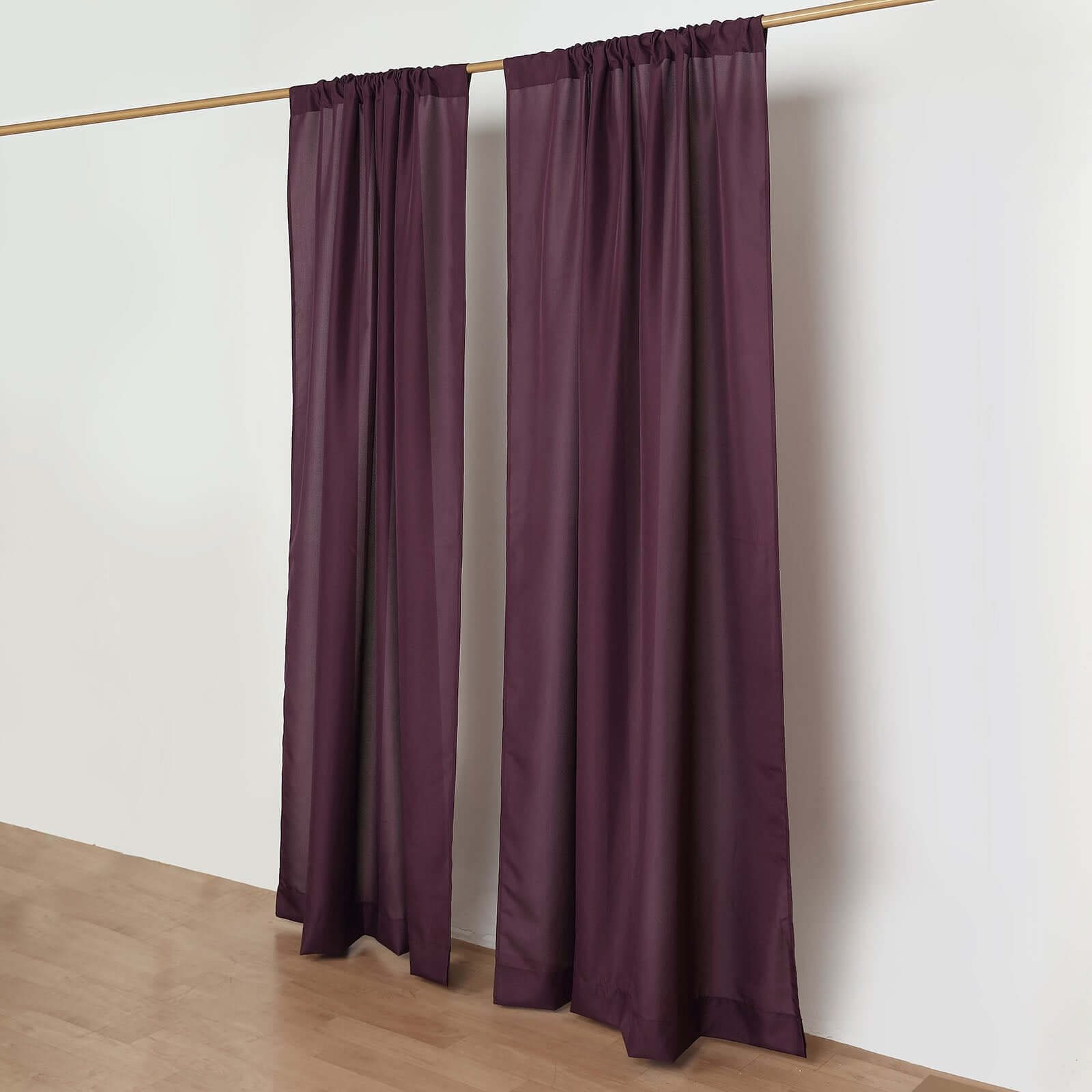 2 Pack Eggplant Polyester Event Curtain Drapes, 10ftx8ft Backdrop Event Panels With Rod Pockets 130 GSM