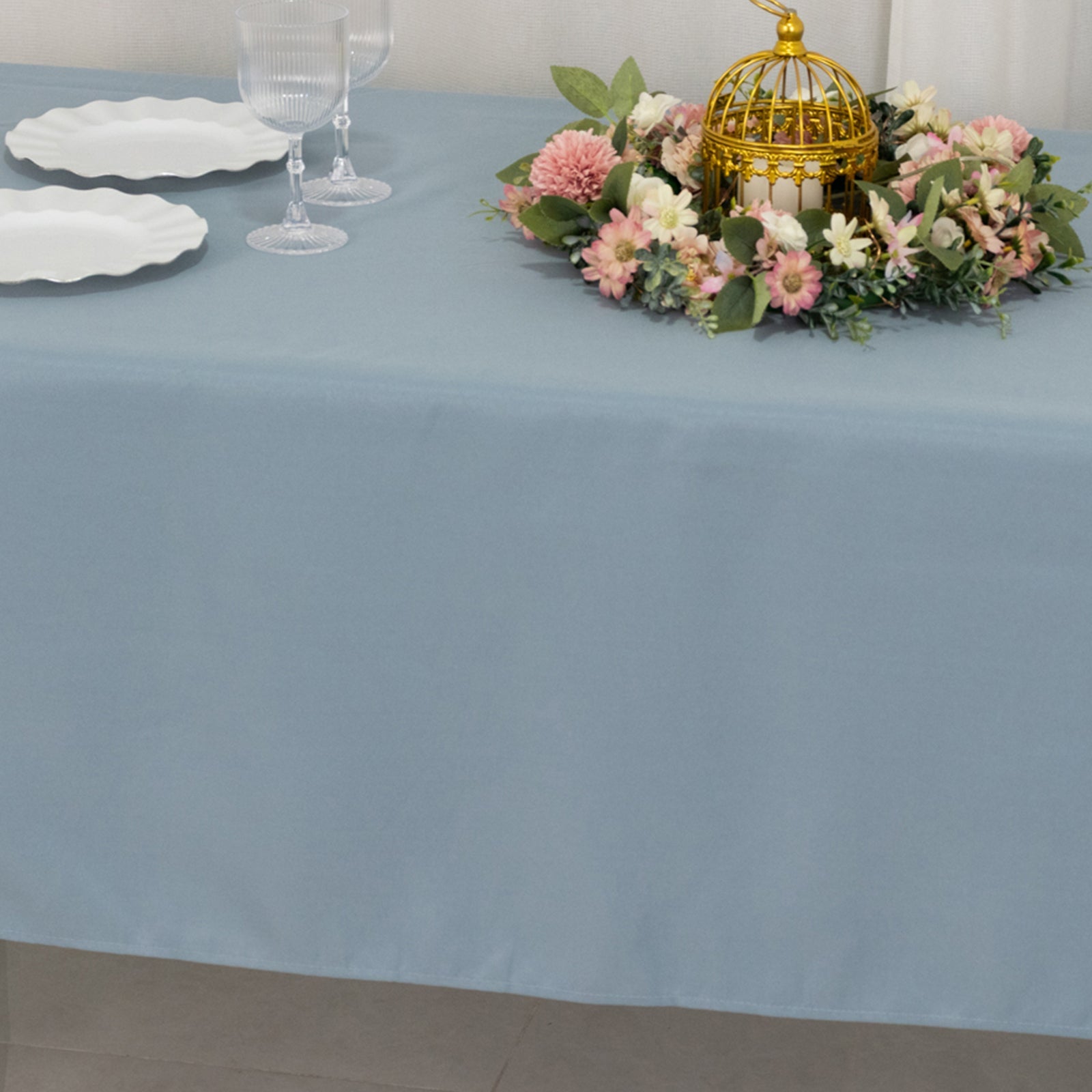 Premium Polyester 60x102 Rectangle Tablecloth Dusty Blue - Durable 220GSM Wrinkle-Resistant Table Cover
