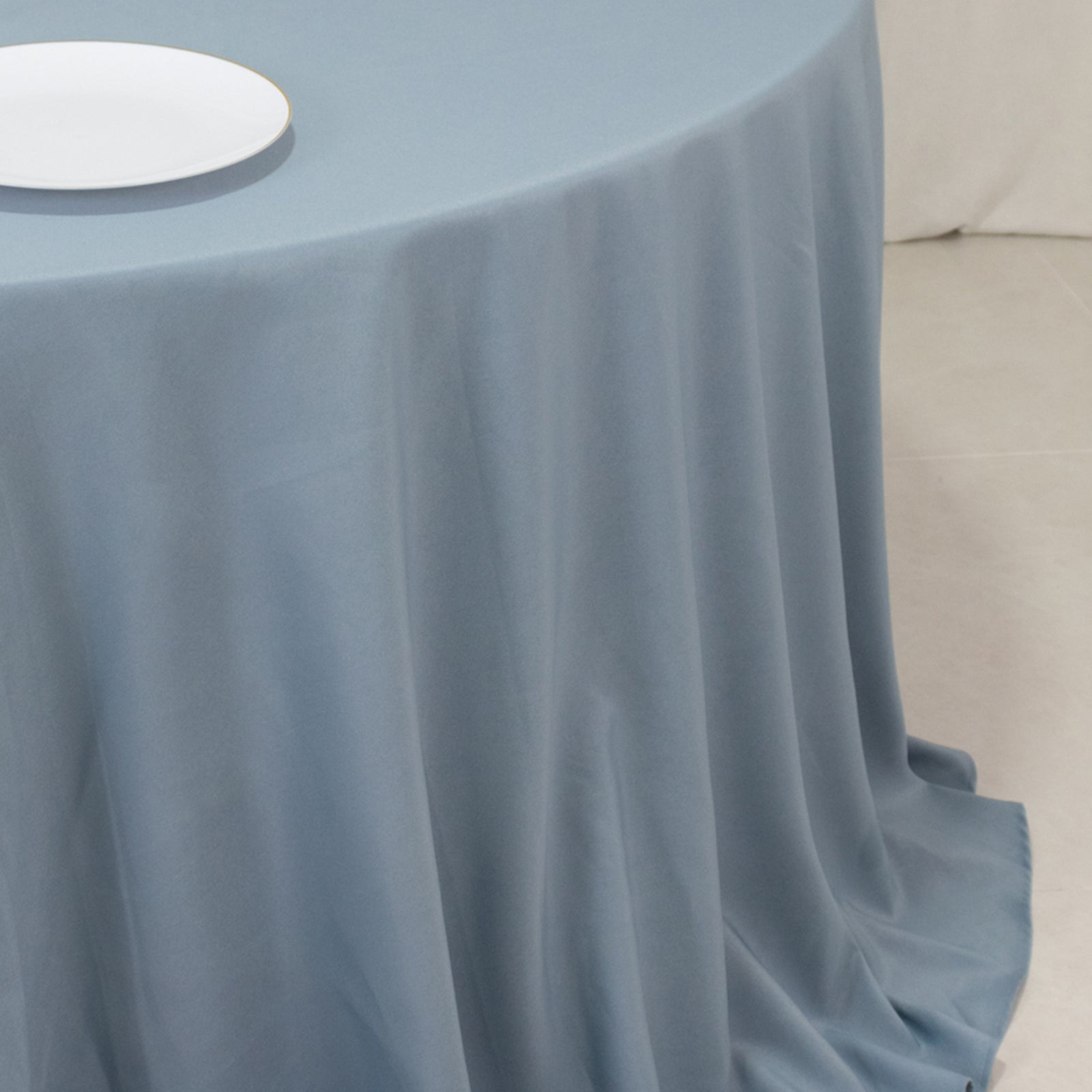 Premium Polyester 132 Round Tablecloth Dusty Blue - Seamless 220GSM Wrinkle-Resistant Table Cover