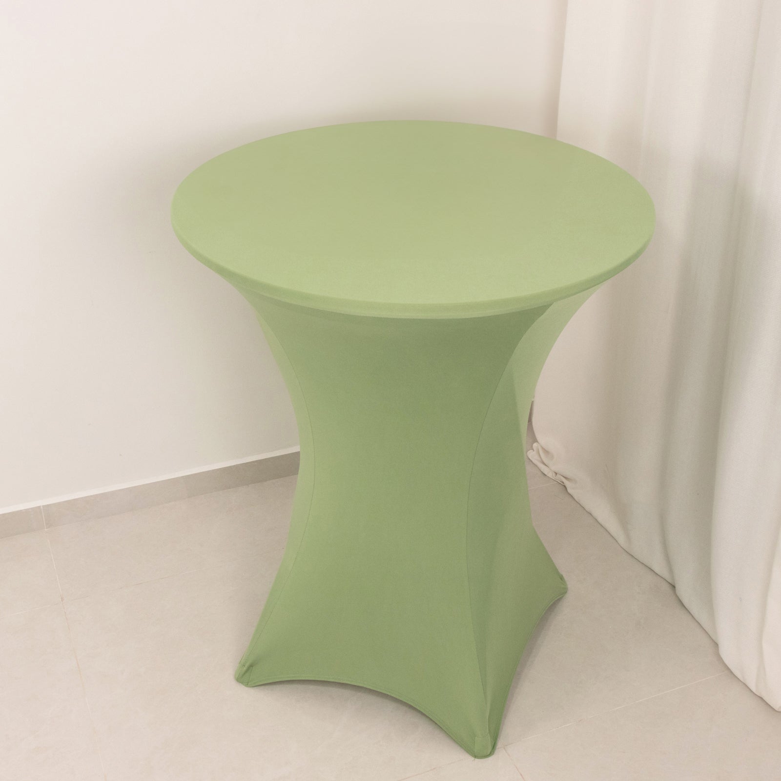 Spandex 33-36 Round Cocktail Table Cover Sage Green - Easy to Maintain Stretch Fitted Highboy Tablecloth